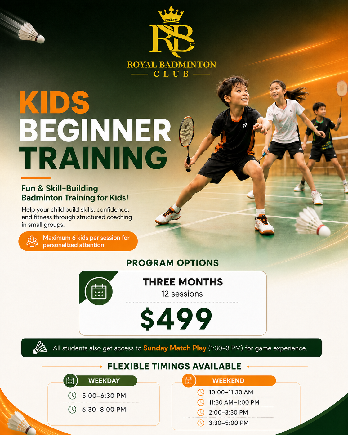 Royal Badminton Club Facebook ad