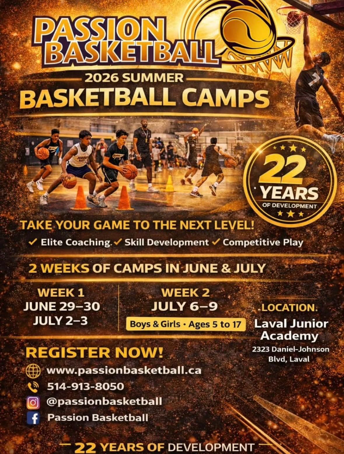 Passion Basketball Facebook ad: Basketball Camp for boys and girls aged 5…