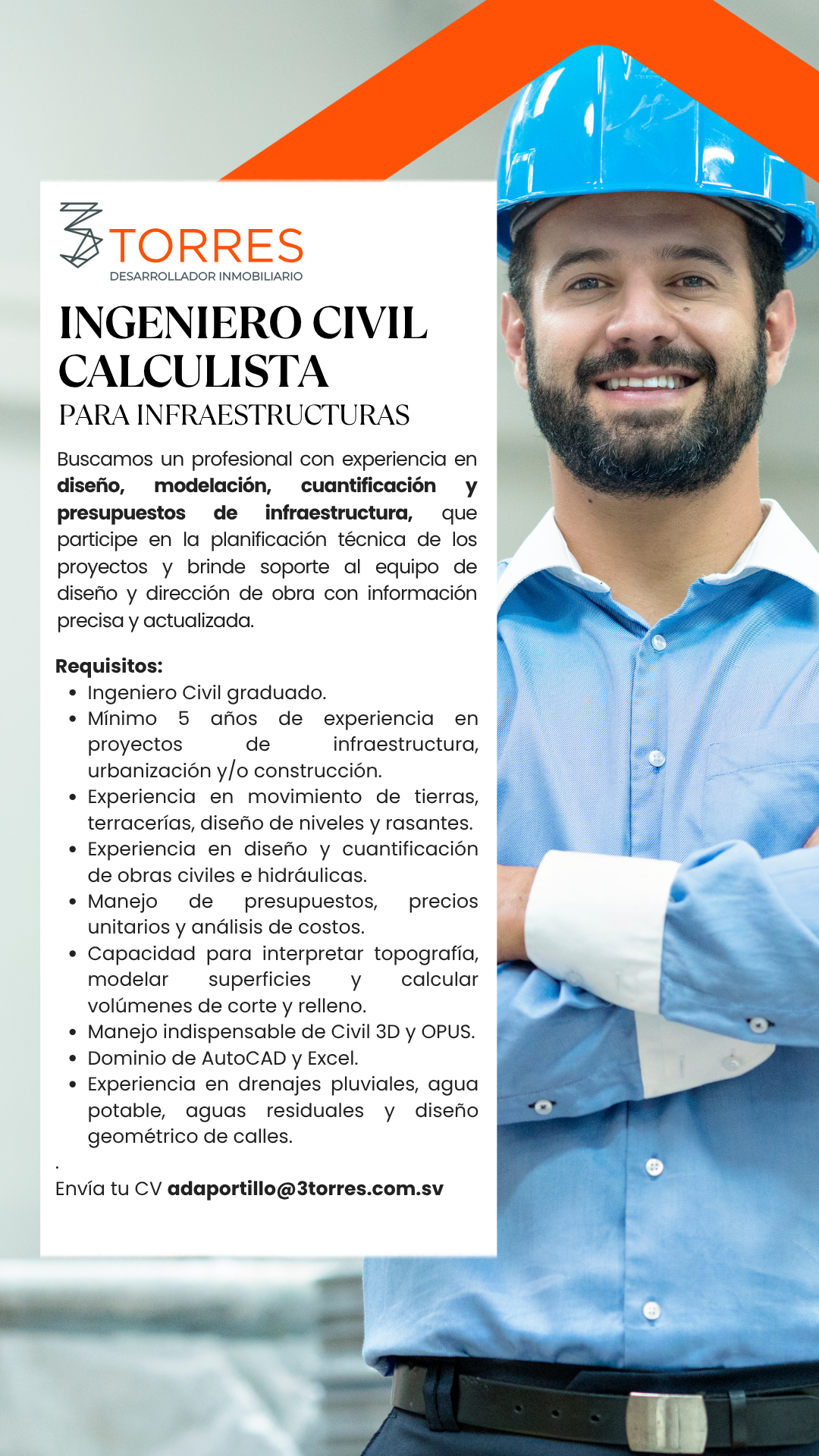3 Torres Desarrollador Inmobiliario Facebook ad: Ingeniero Civil Calculista