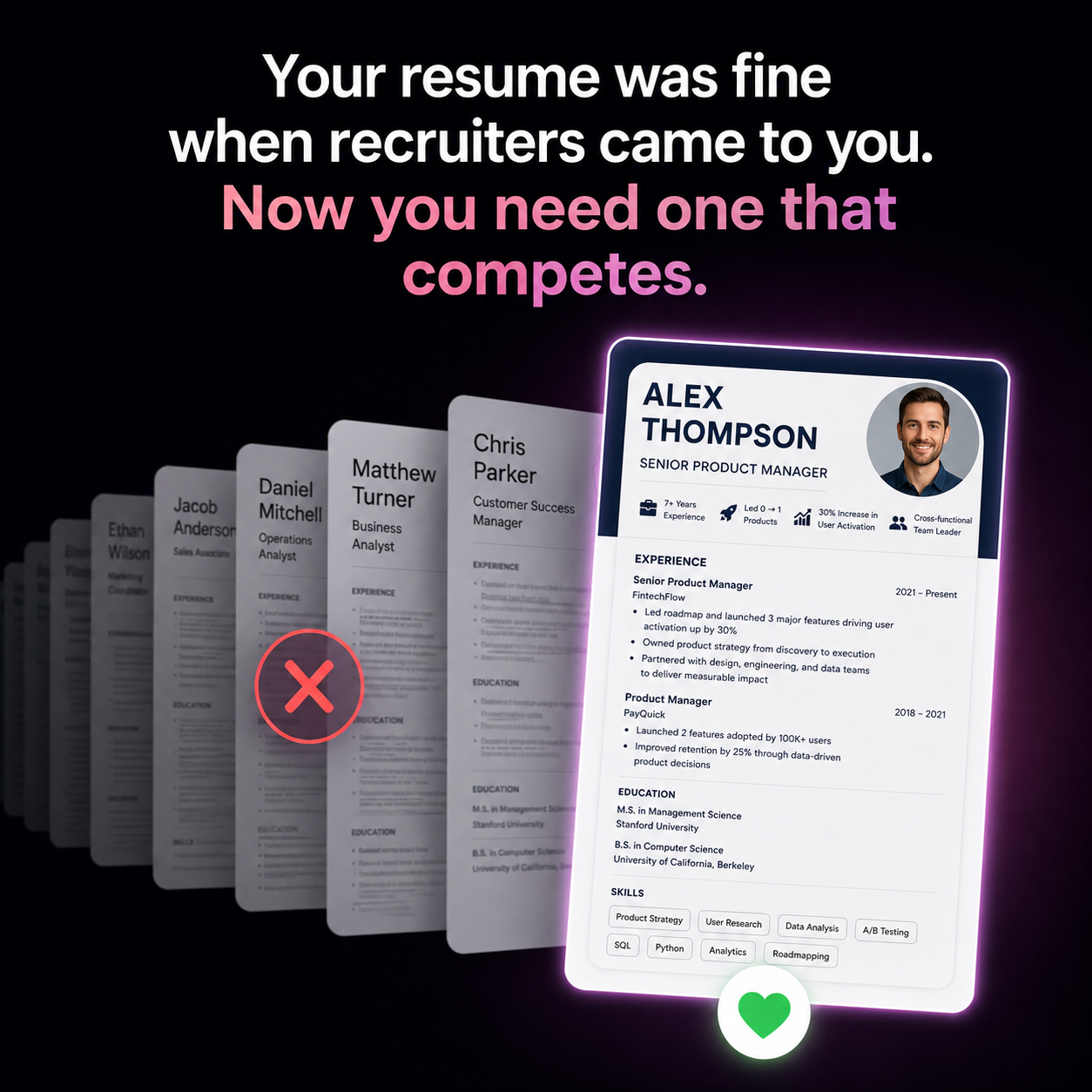 Enhancv Facebook ad: Tough job market? We got you