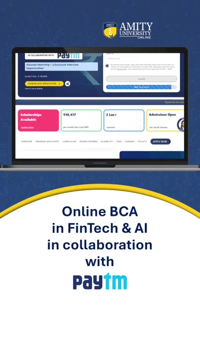 Amity Online Facebook ad: UGC-Approved Online BCA Program