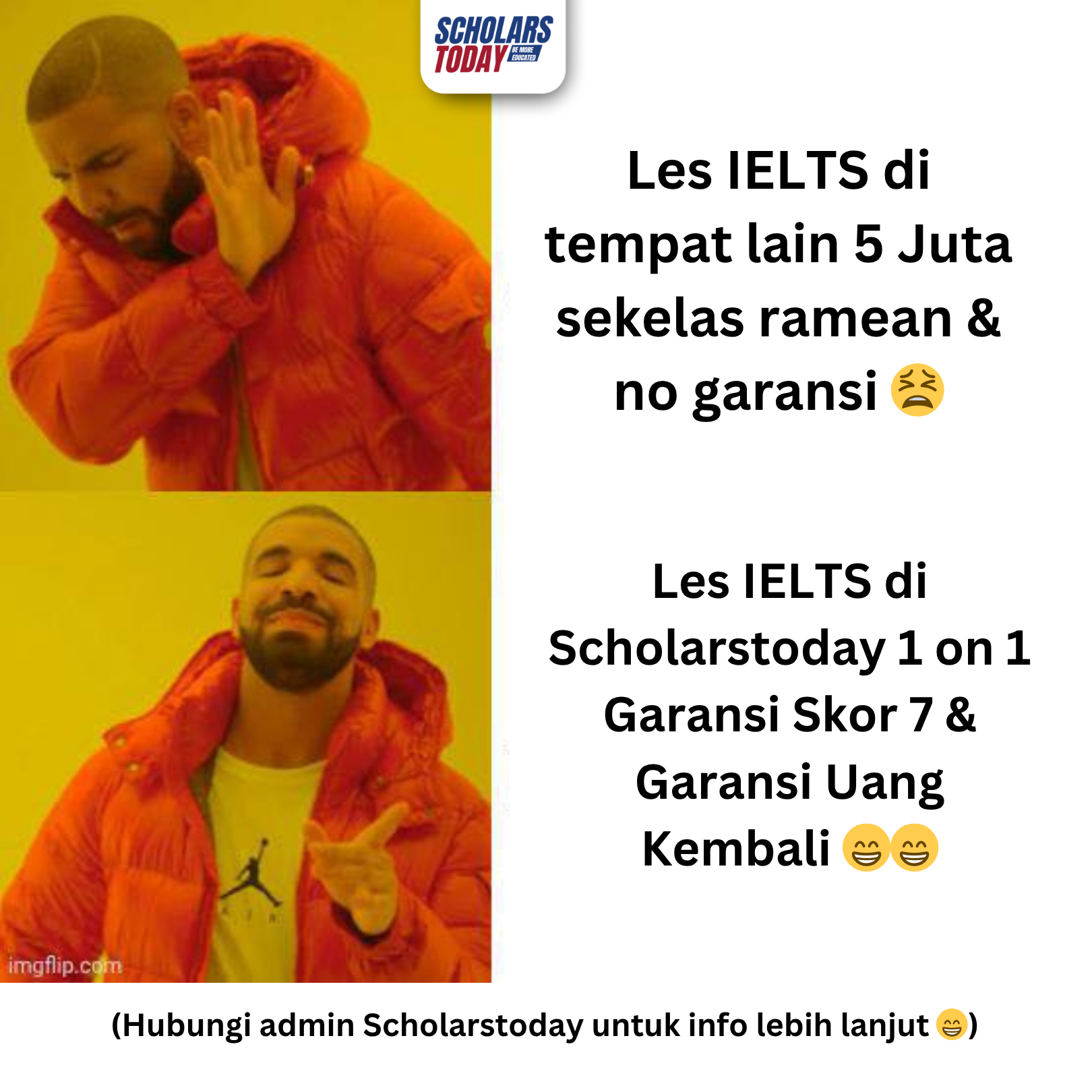 Scholarstoday Facebook ad: Garansi Skor 7 & Garansi Uang Kembali