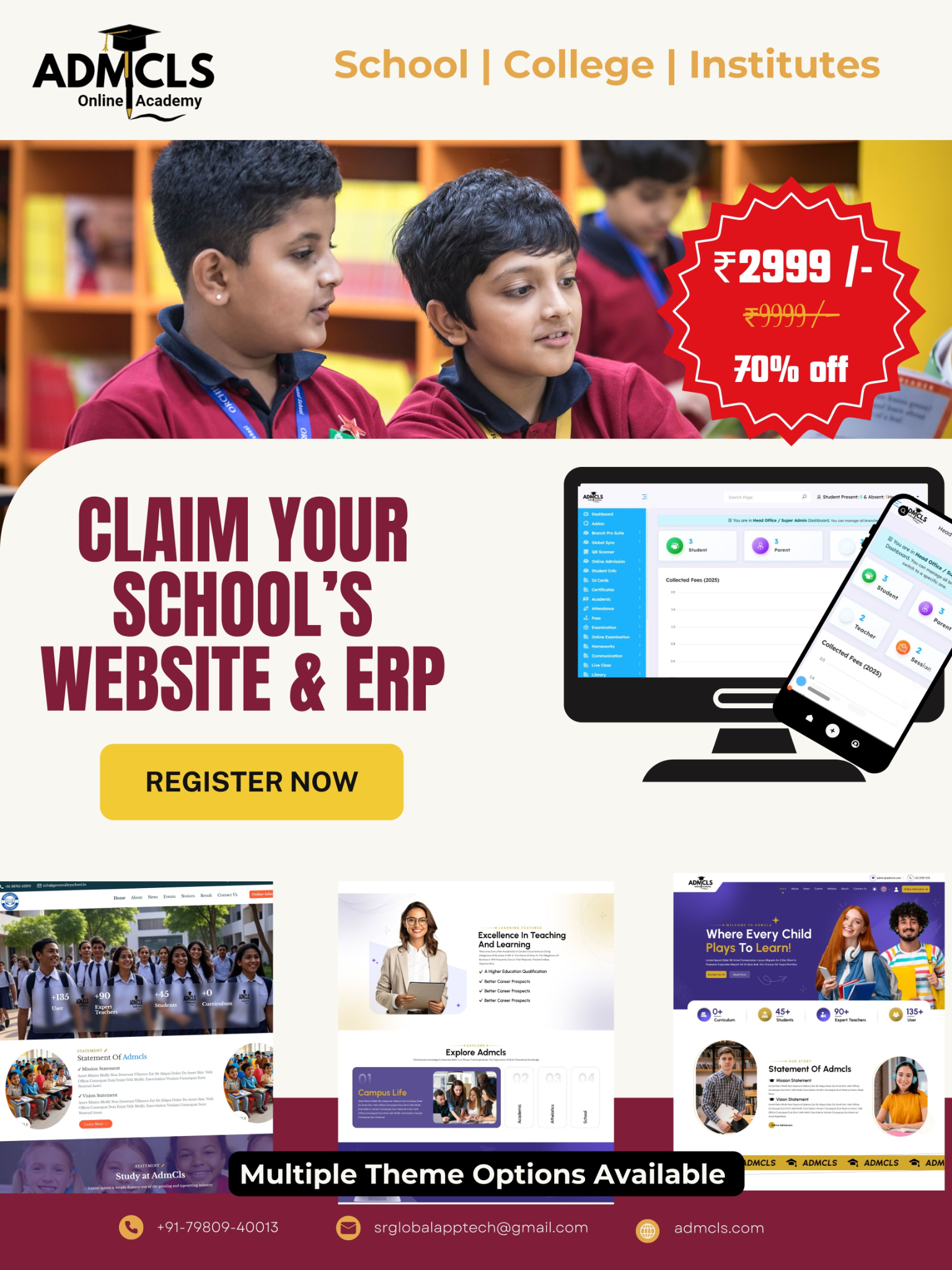 SR Global Solutions Facebook ad: Smart School Management, Just ₹2999/Year!