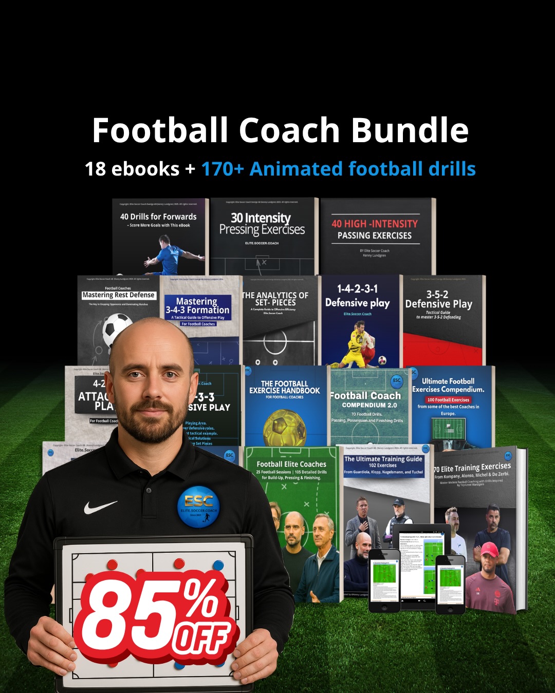 elite.soccer.coach Facebook ad: 85% offer - Football Coach Bundle.