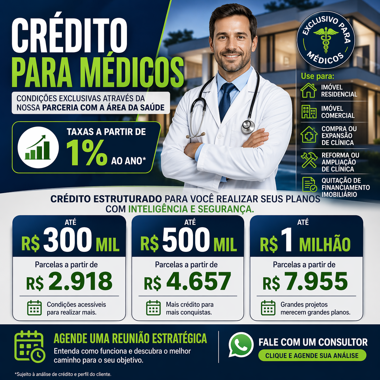 Crédito Certo Brasil Facebook ad: Compre seu Imóvel Sem Juros: Taxa de 1% a.a. para Médicos