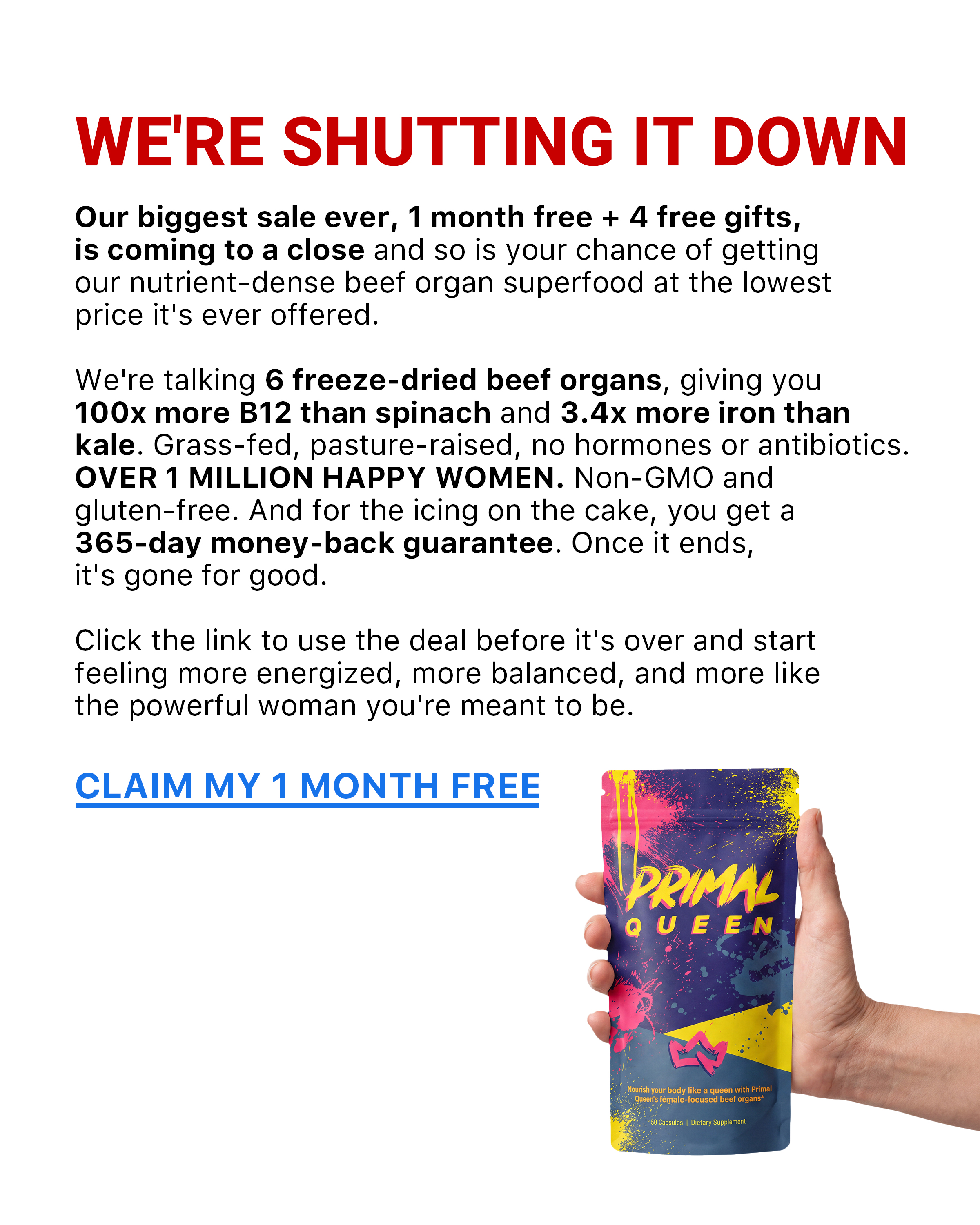 Primal Queen Facebook ad: Learn the benefits of female-focused beef organs →