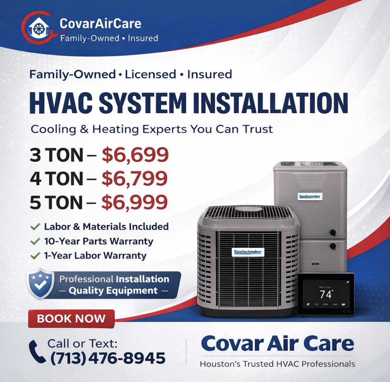 COVAR Aircare LLC Facebook ad: Kick start the new Year-Stay Cool, Houston, with…