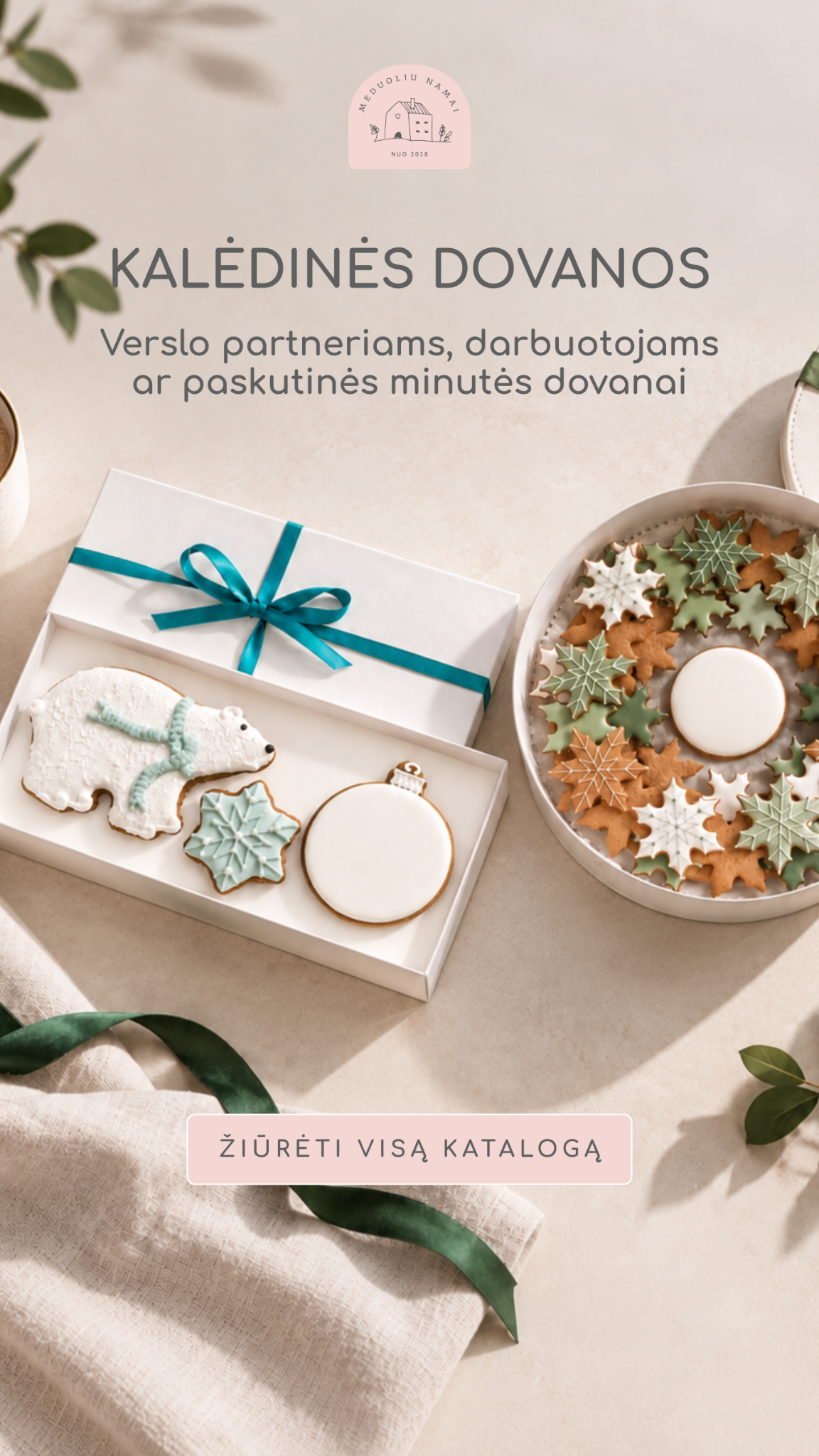 Meduolių namai Facebook ad: Verslo dovanos Kalėdoms