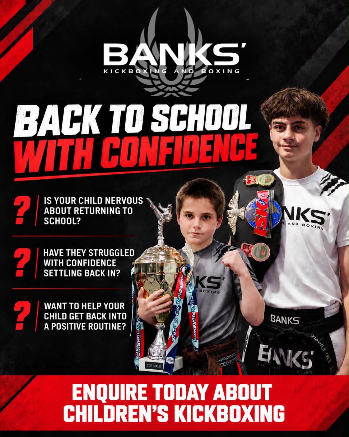 Banks Kickboxing & Boxing Facebook ad: A new school year can bring big emotions…