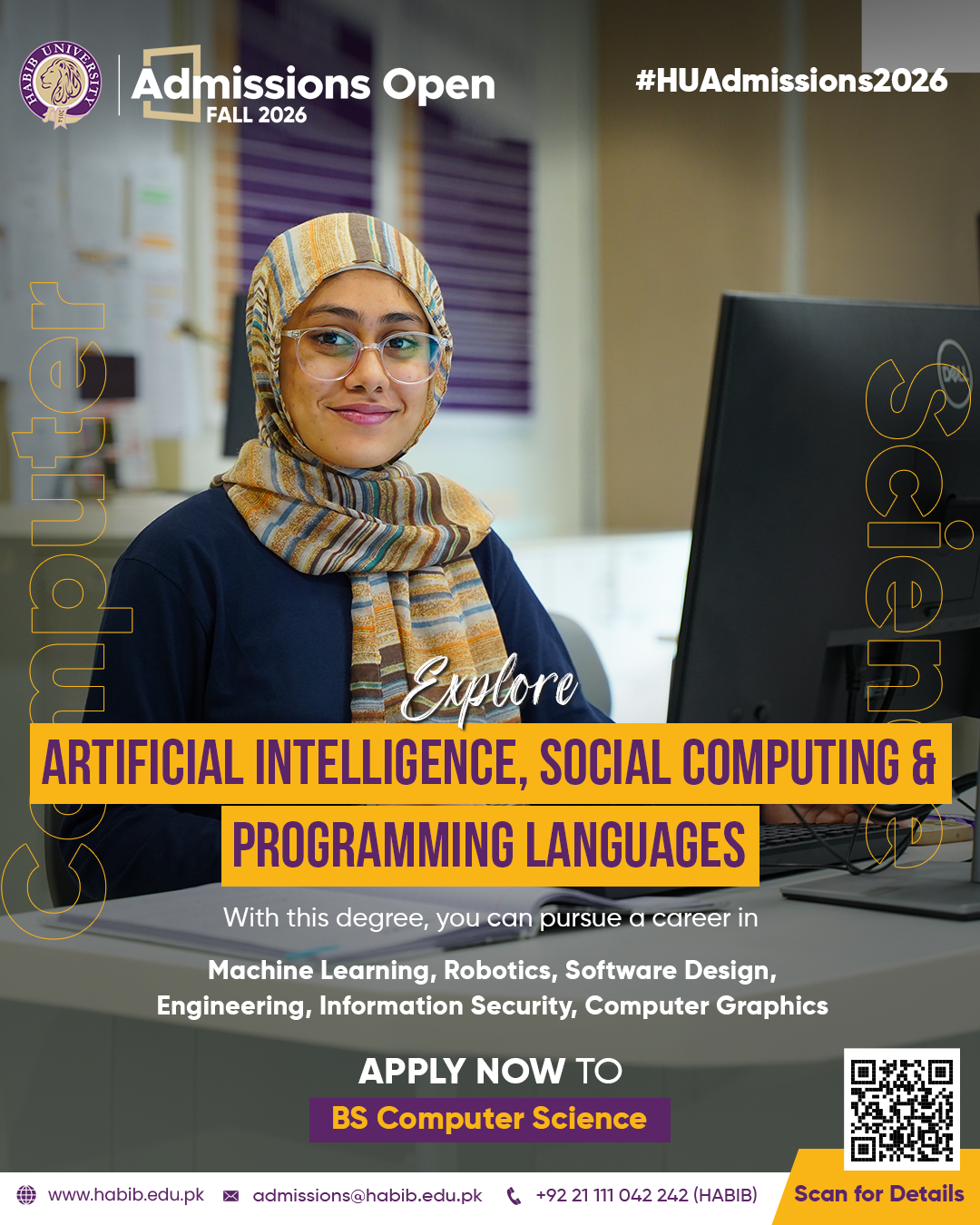 Habib University Facebook ad: Apply now for our CS program!