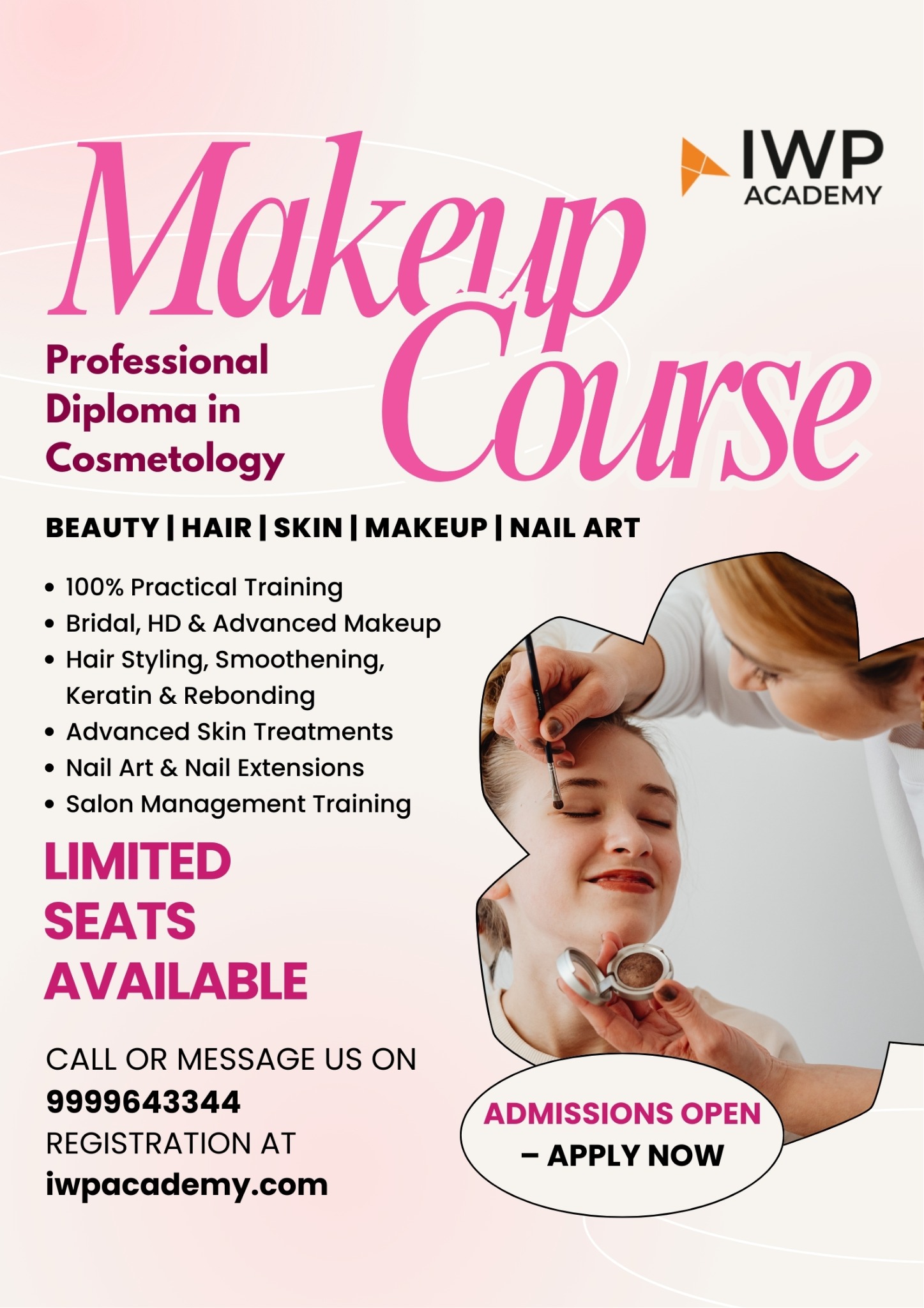 Iwp Academy Facebook ad: Professional Makeup Course, Admissions Open
