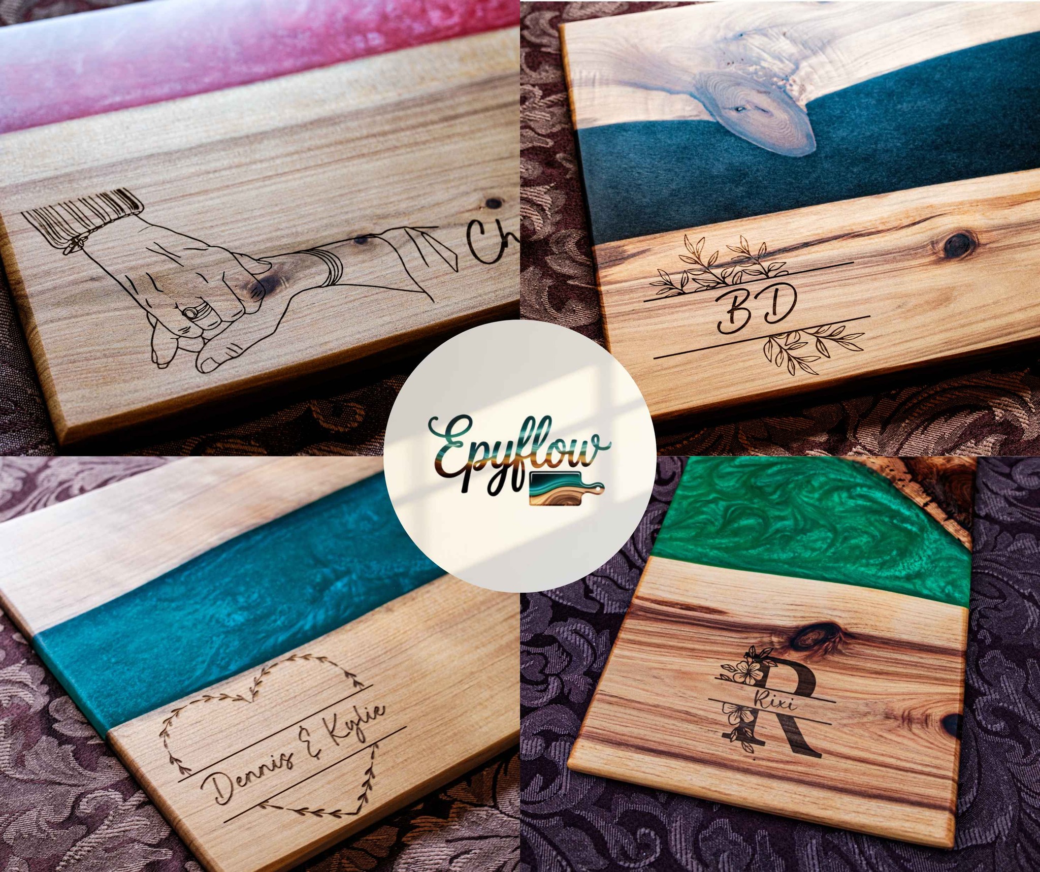 Justin Hosken Facebook ad: Personalized Timber and Epoxy Resin Cutting Board with…