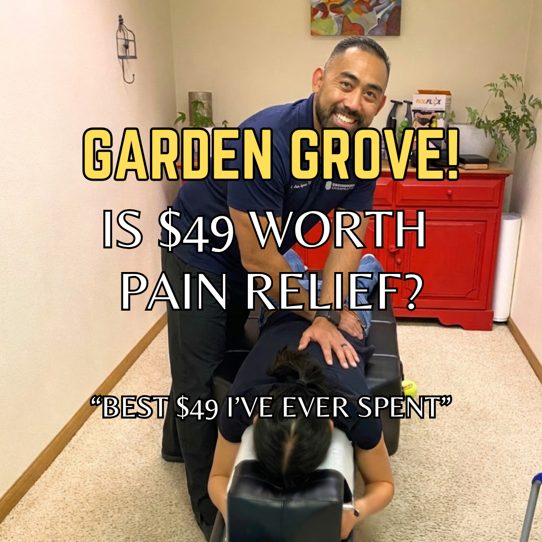 Groundwork Chiropractic Facebook ad: $49 CHIROPRACTIC SPECIAL IN GARDEN GROVE