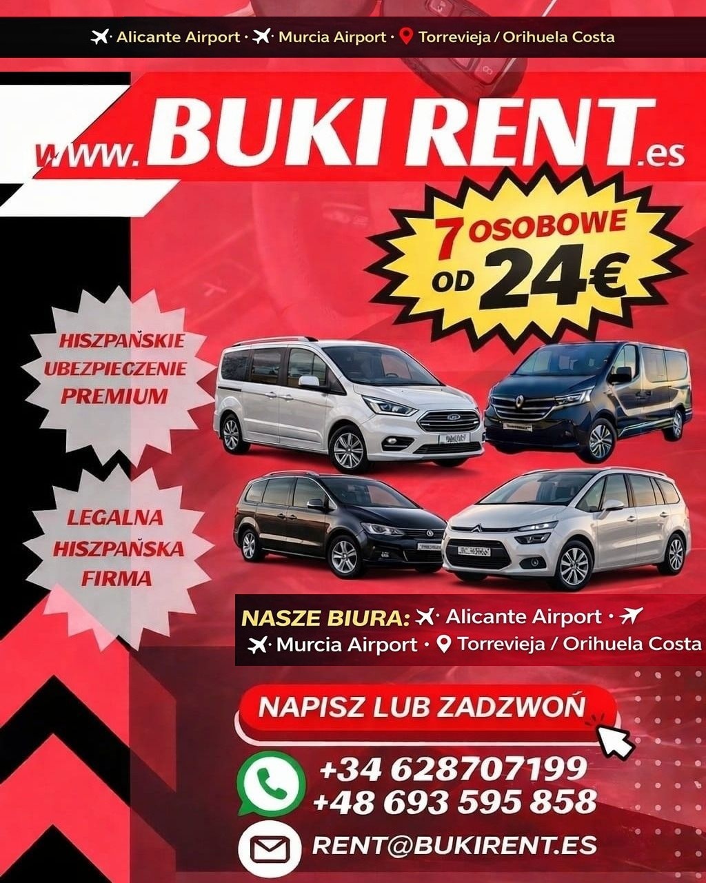 BUKI RENT A CAR - Orihuela Costa Torrevieja Alicante Murcia Facebook ad: NIE CHCESZ MIEĆ PROBLEMÓW PODCZAS URLOPU?