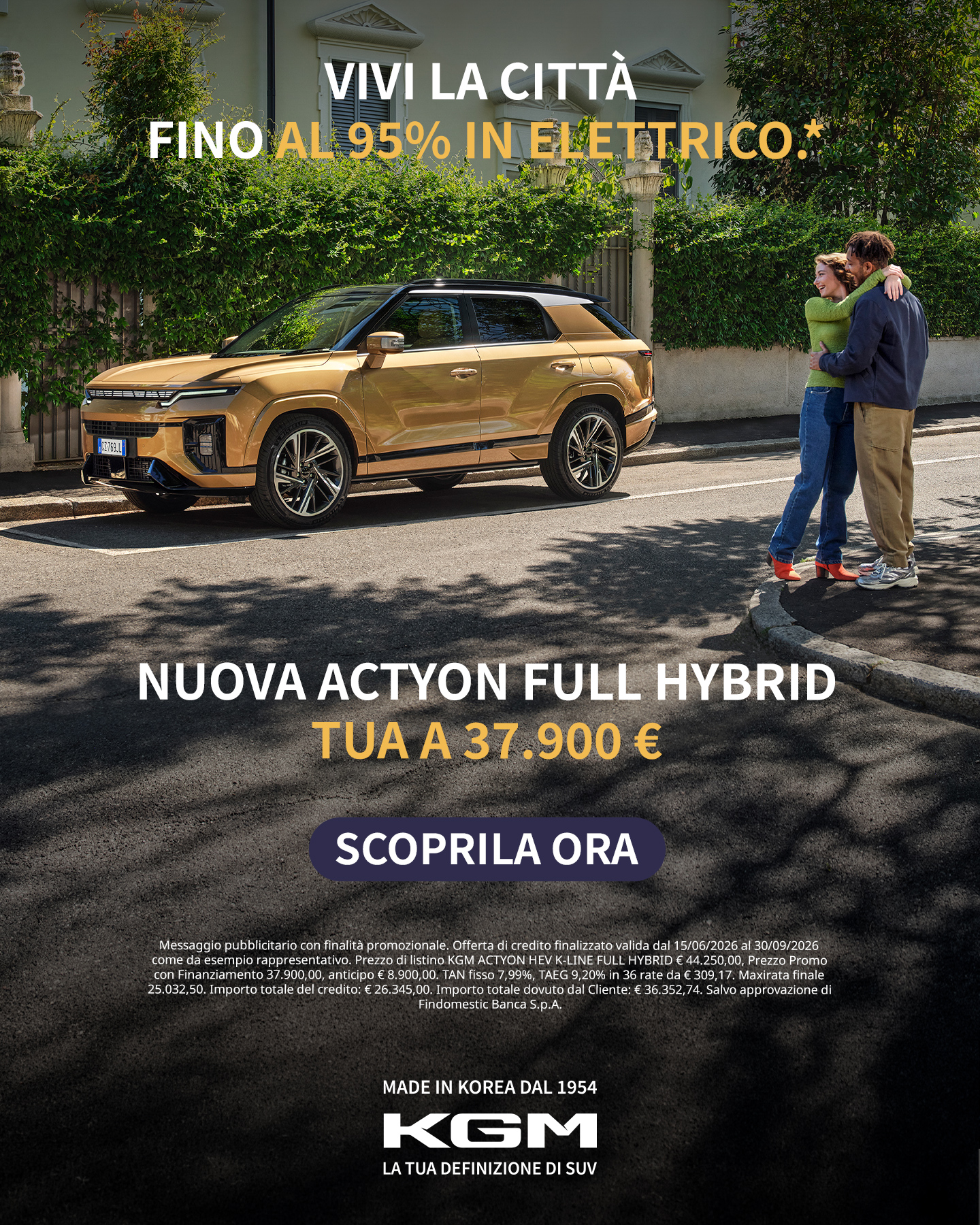 KGM Italia Facebook ad: Vivi la città in elettrico.