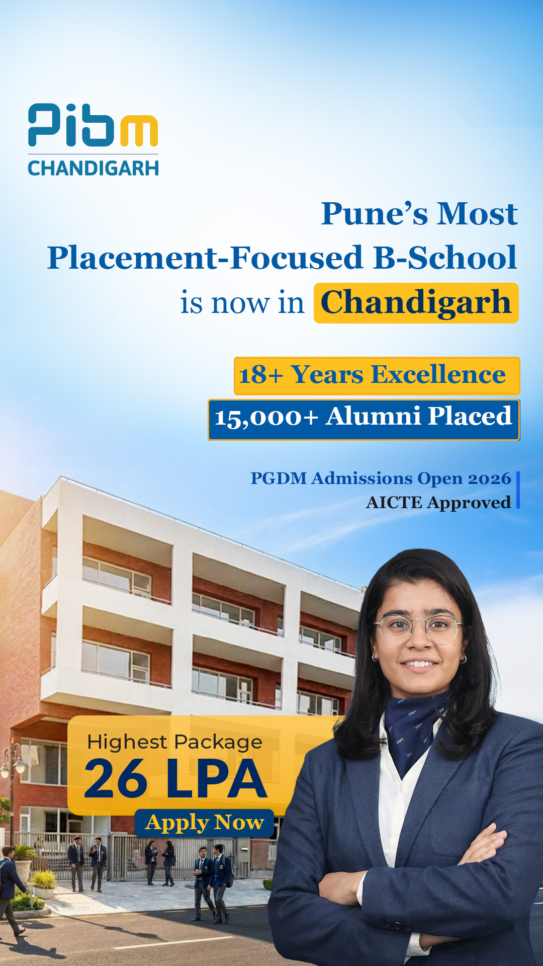 PIBM - Chandigarh Campus Facebook ad: Placement-Focused PGDM Program