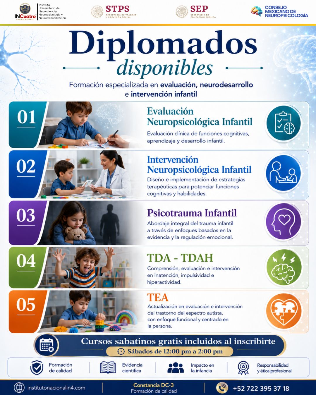Instituto Nacional de Neurociencias Neuropsicología y Neurorrehabilitación Facebook ad: La mejor formación continua con aval oficial.