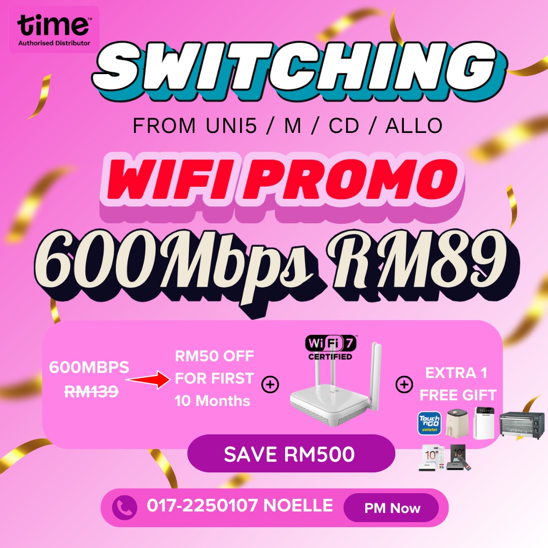 Time Fibre- Authorised Distributor Facebook ad: RM50 OFF for your first 10 months