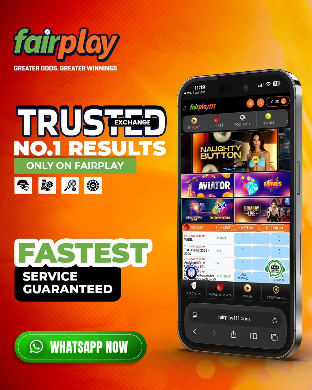 Fairplay111 Facebook ad: Chat with us