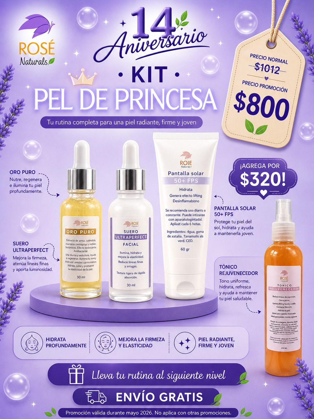 ROSÉ Naturals Facebook ad: 14 AÑOS TRANSFORMANDO TU PIEL… Y ESTO APENAS…
