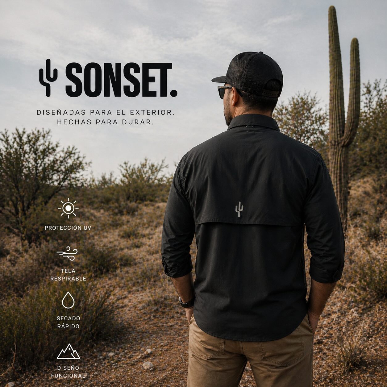Sonset. Facebook ad: Marca de camisas estilo pescador que celebra la…