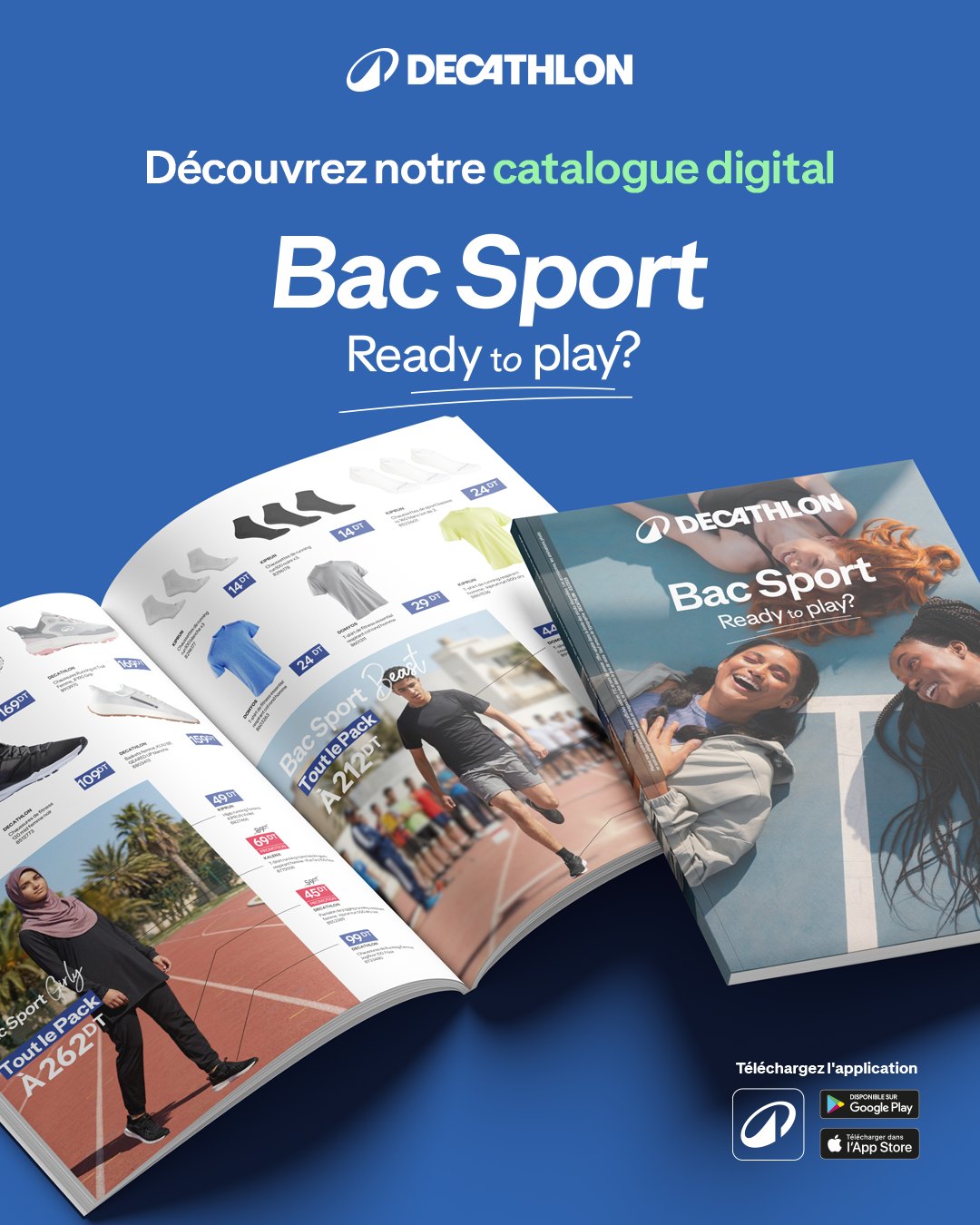Decathlon Tunisie Facebook ad: Découvrez notre catalogue digital spécial Bac Sport…