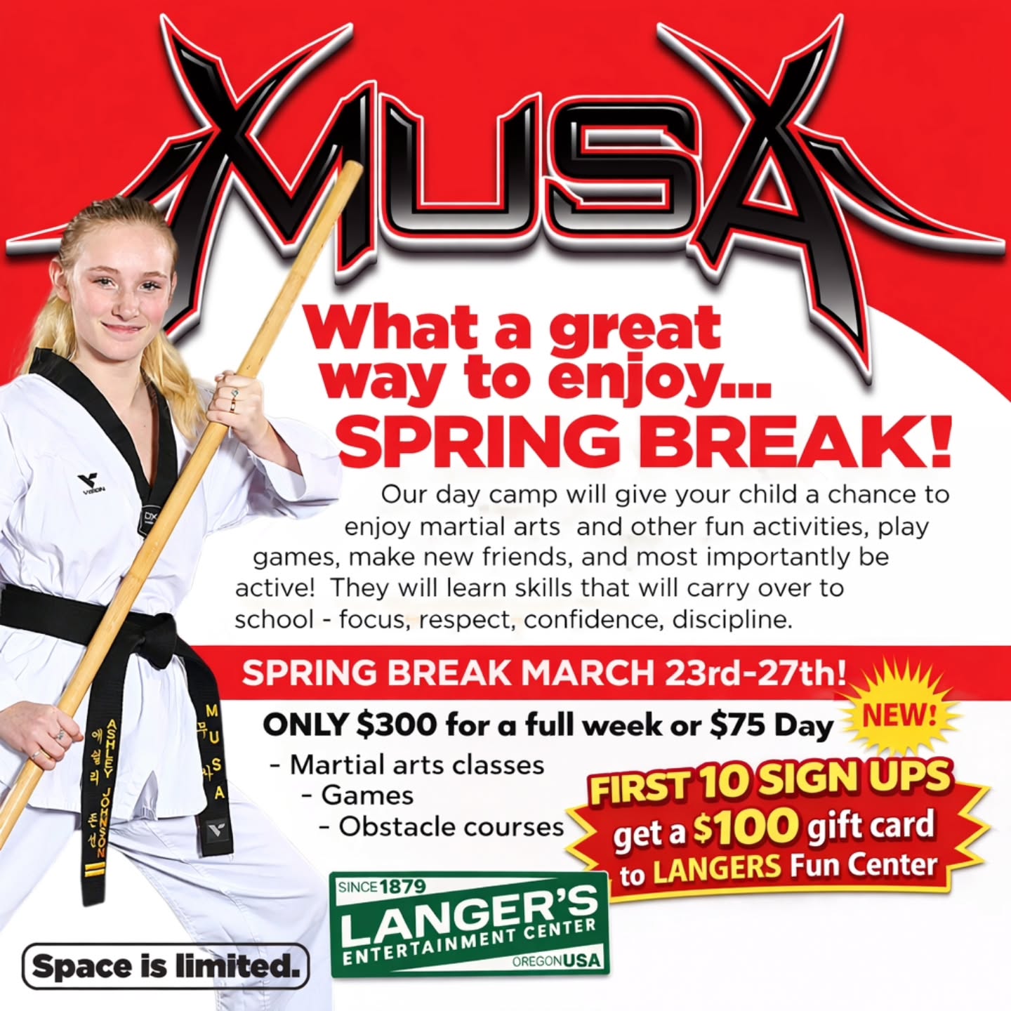 Musa Sherwood Facebook ad: Spring Break Camp is HERE!