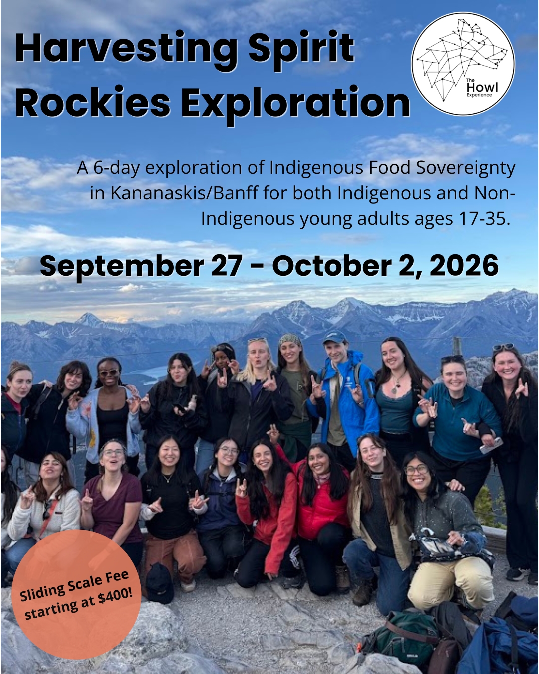Experience Howl Facebook ad: Harvesting Spirit Rockies Exploration: Open to all young…