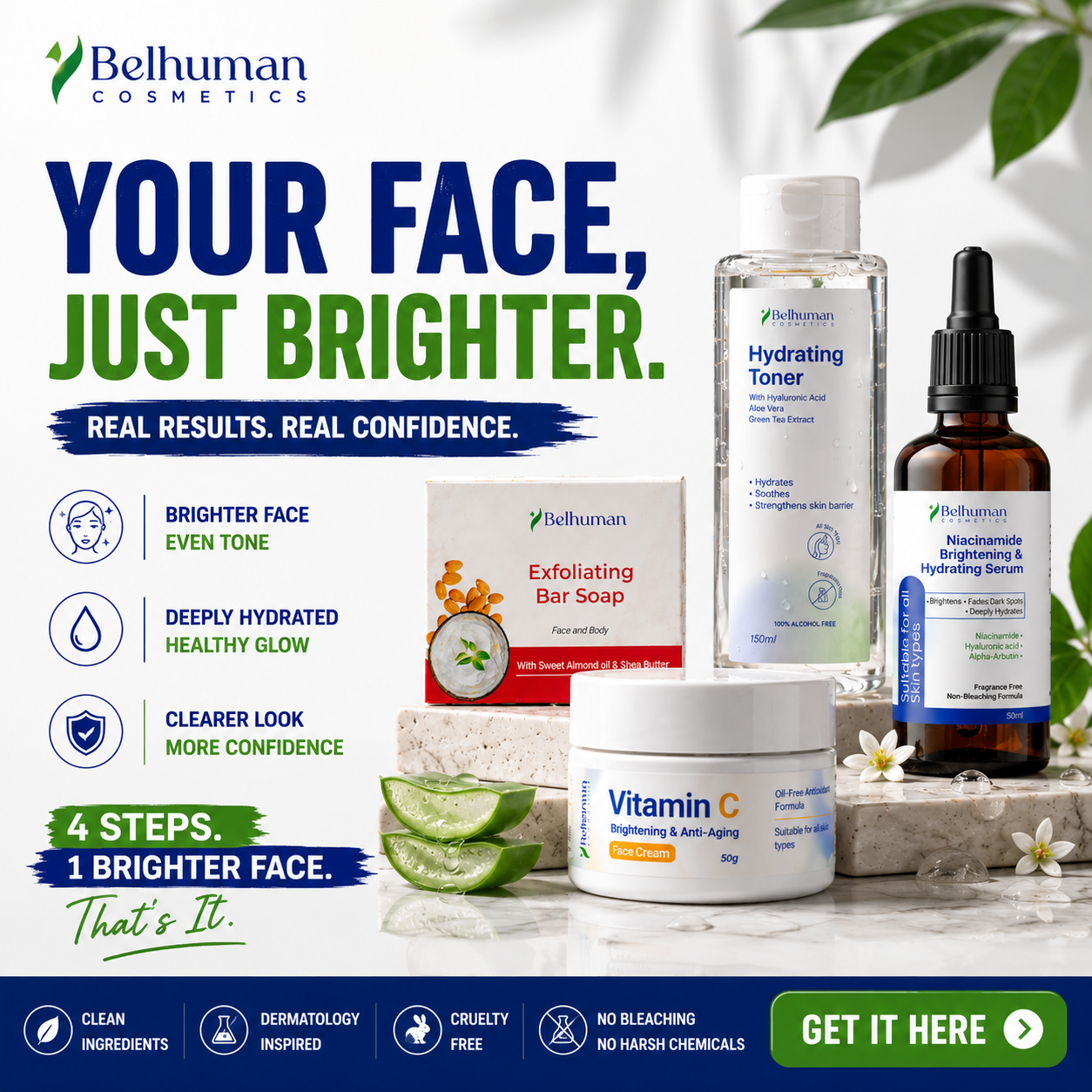 Belhuman Cosmetics Facebook ad: Transform Your Face in Just 30 Days