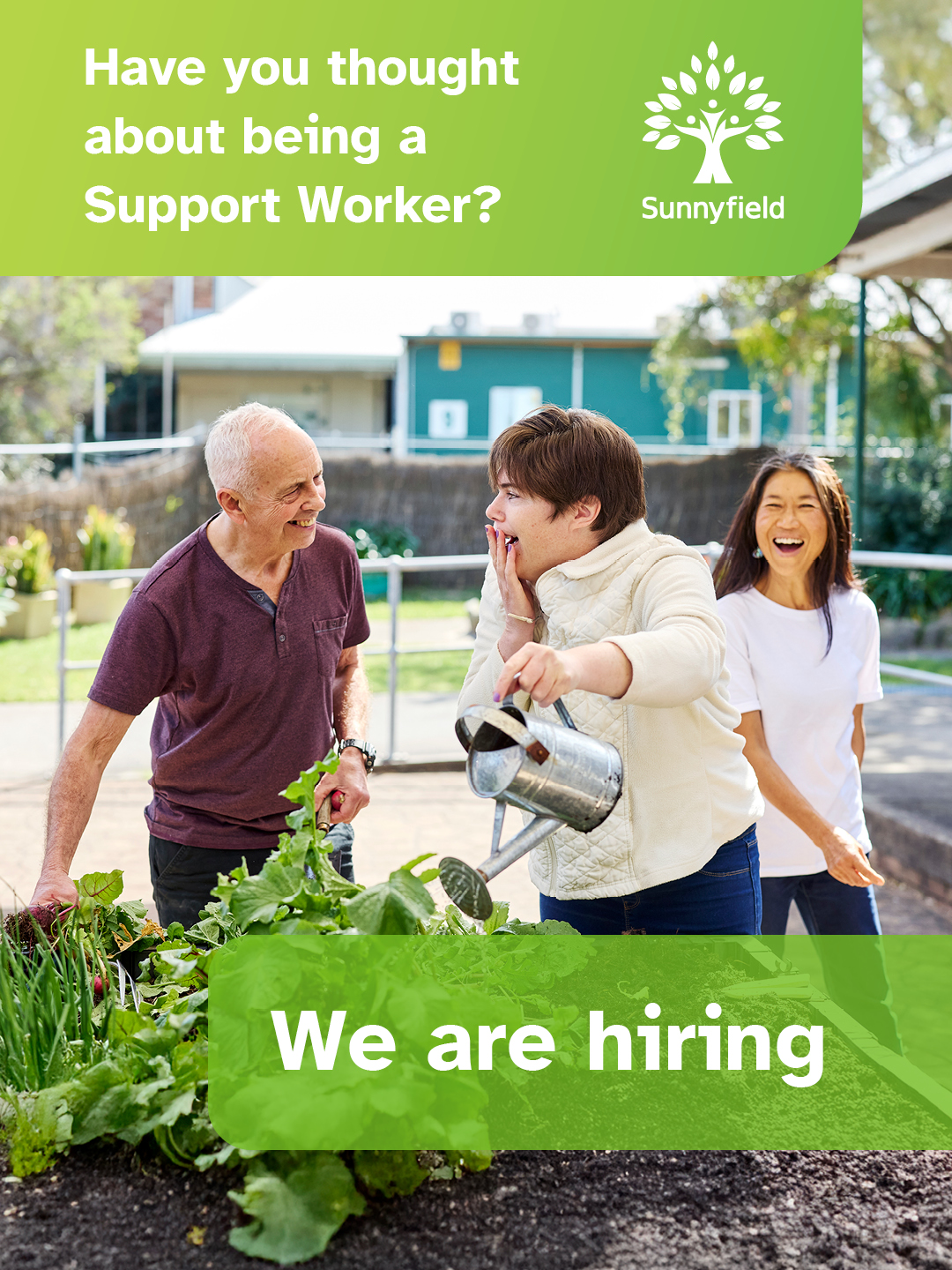 Sunnyfield Disability Services Facebook ad: Looking to turn your passion into a purposeful career?