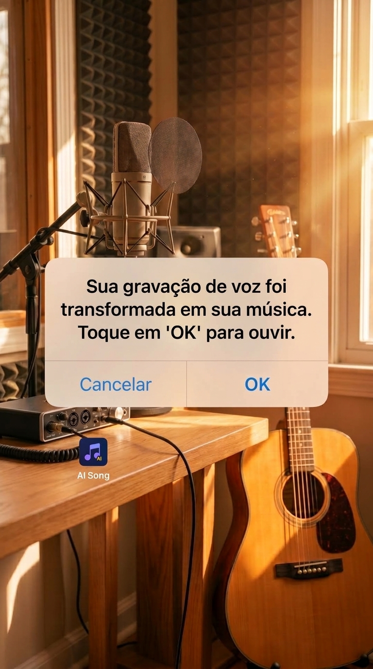 SoundDraw - AI Music Generator Facebook ad: Crie capas com IA usando sua voz.