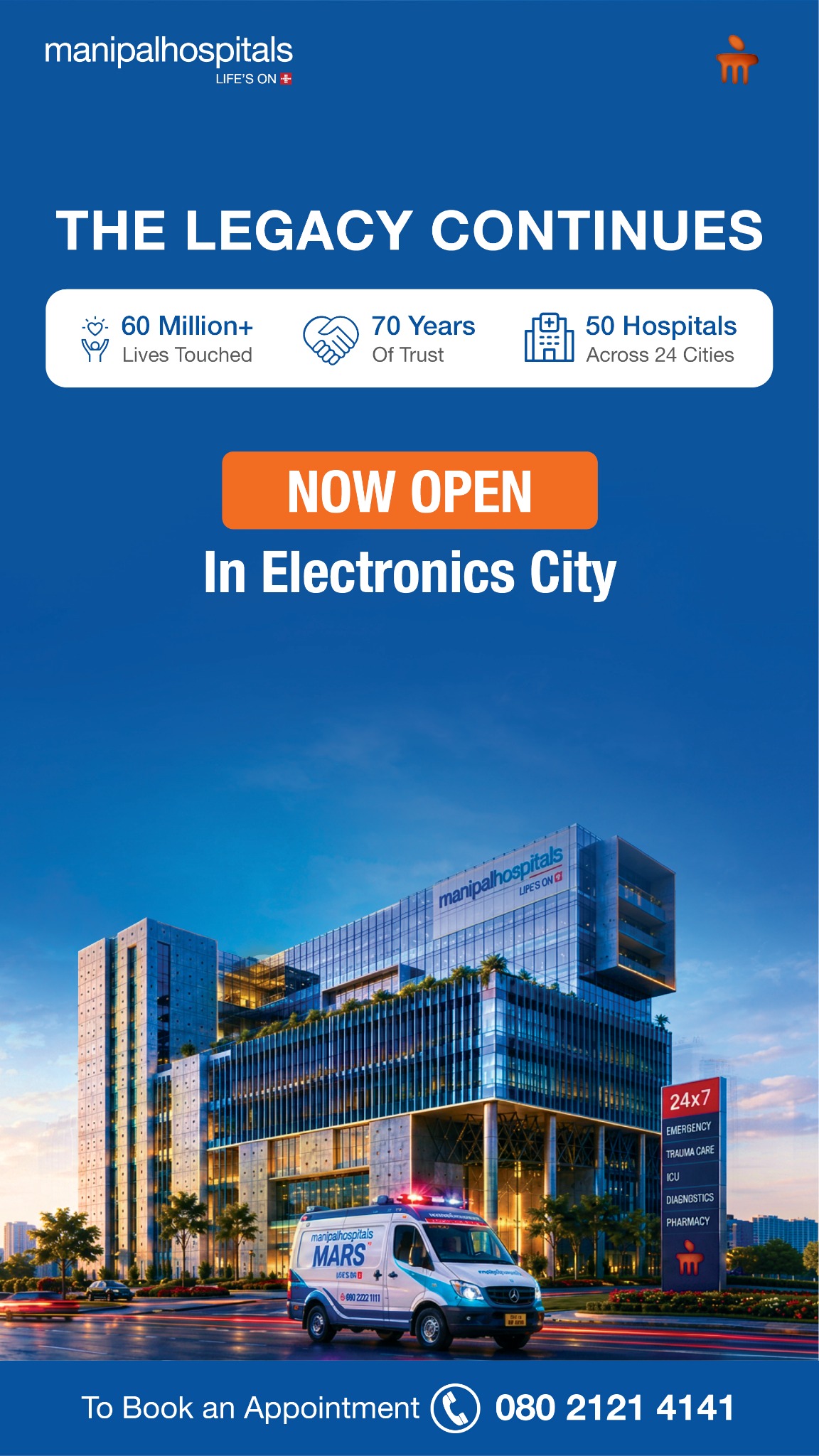 Manipal Hospitals Bengaluru Facebook ad: The legacy of trusted healthcare continues in Electronics…