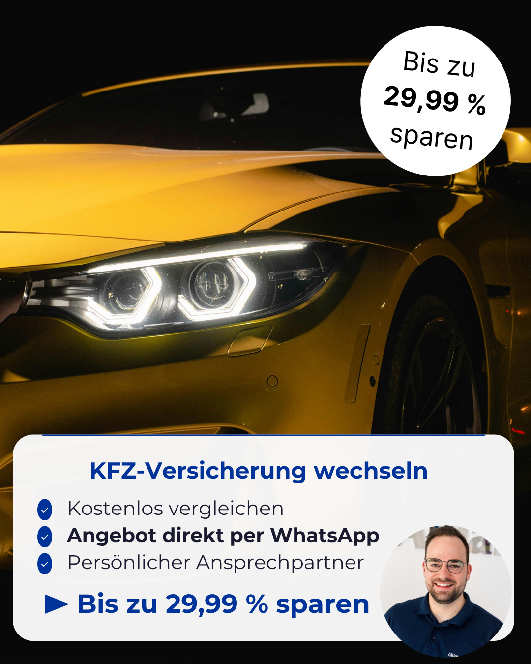 Allianz Generalvertretung Kevin Buchwald Facebook ad: Zahlst du vielleicht zu viel für deine Kfz-Versicherung?