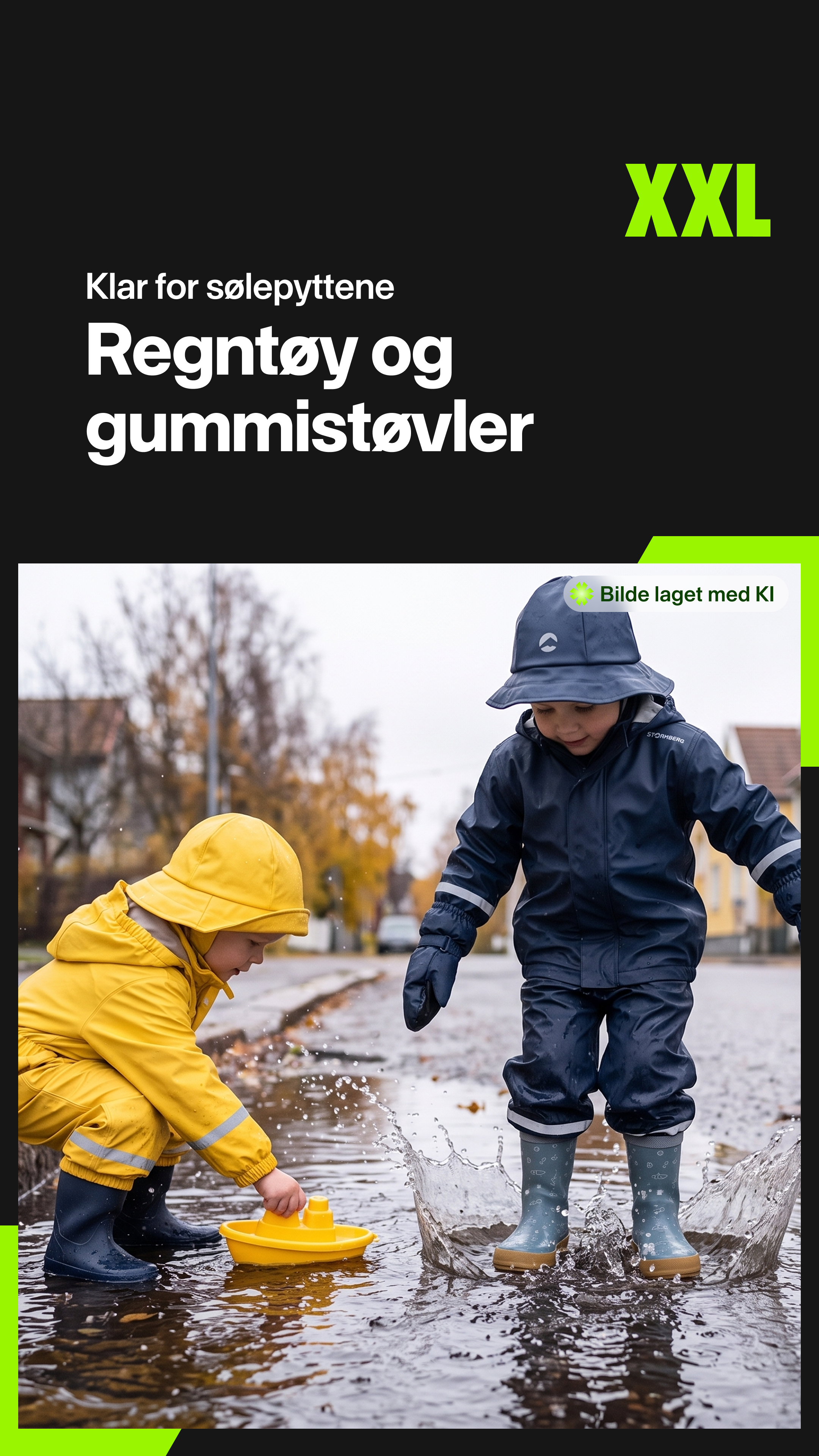 XXL Sport & Villmark Facebook ad: Tid for sølepytter, kle barna riktig
