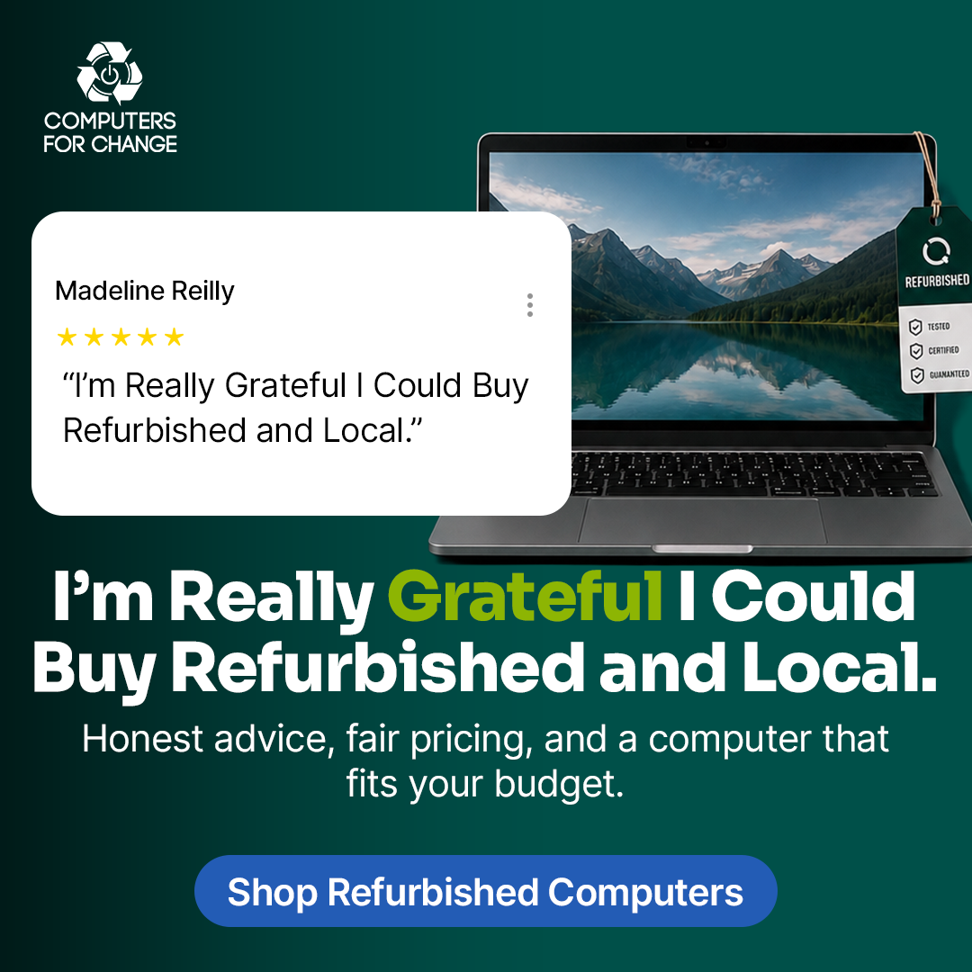 Computers For Change Facebook ad from Jul 15, 2026