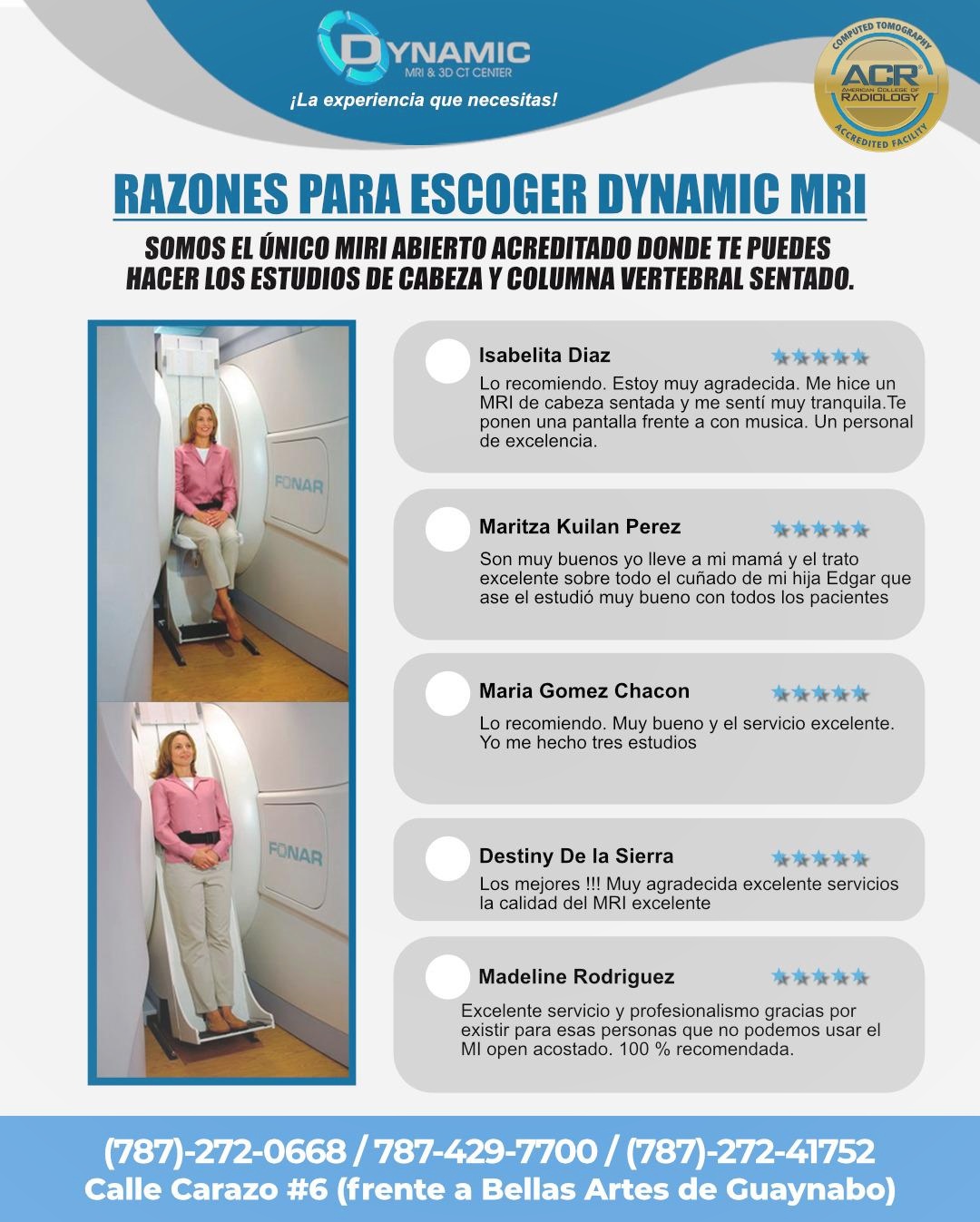 Dynamic MRI & 3D CT Center Facebook ad: Stand Up MRI (Completamente Abierto).