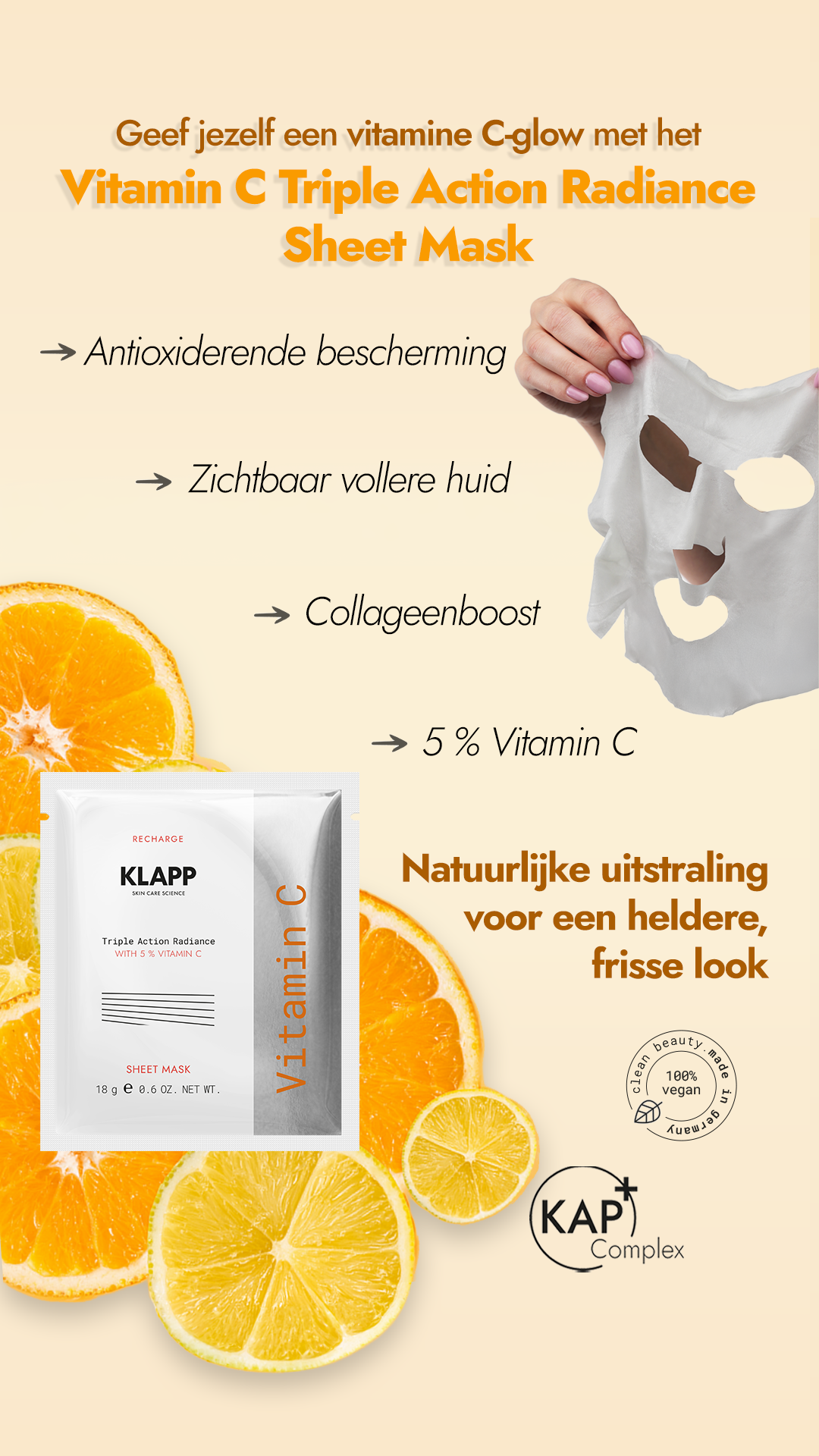 KLAPP Skin Care Science Facebook ad: Zeer effectieve vitamine C-verzorging voor jouw glow