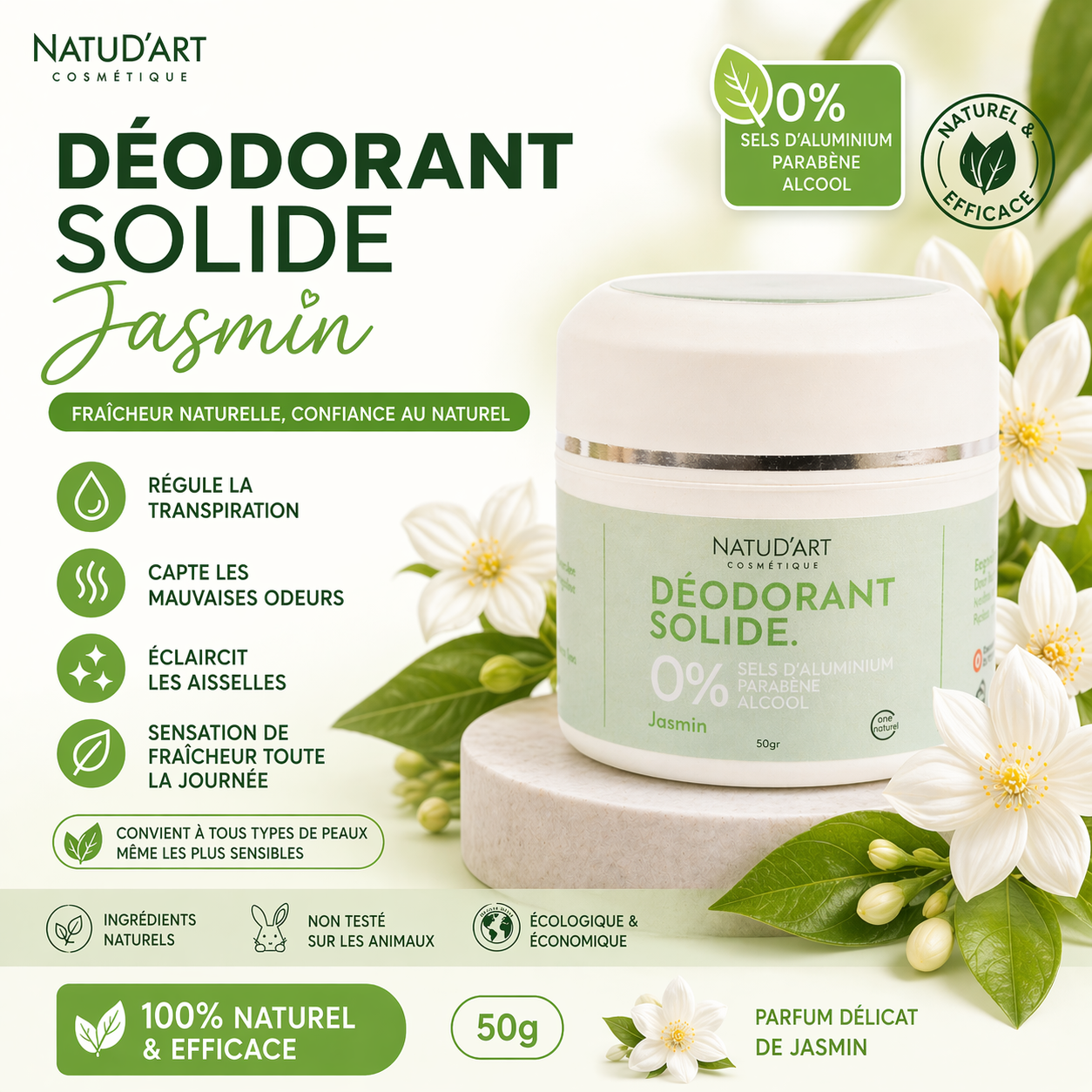 NatuD'art Facebook ad: STOP aux déodorants toxiques.