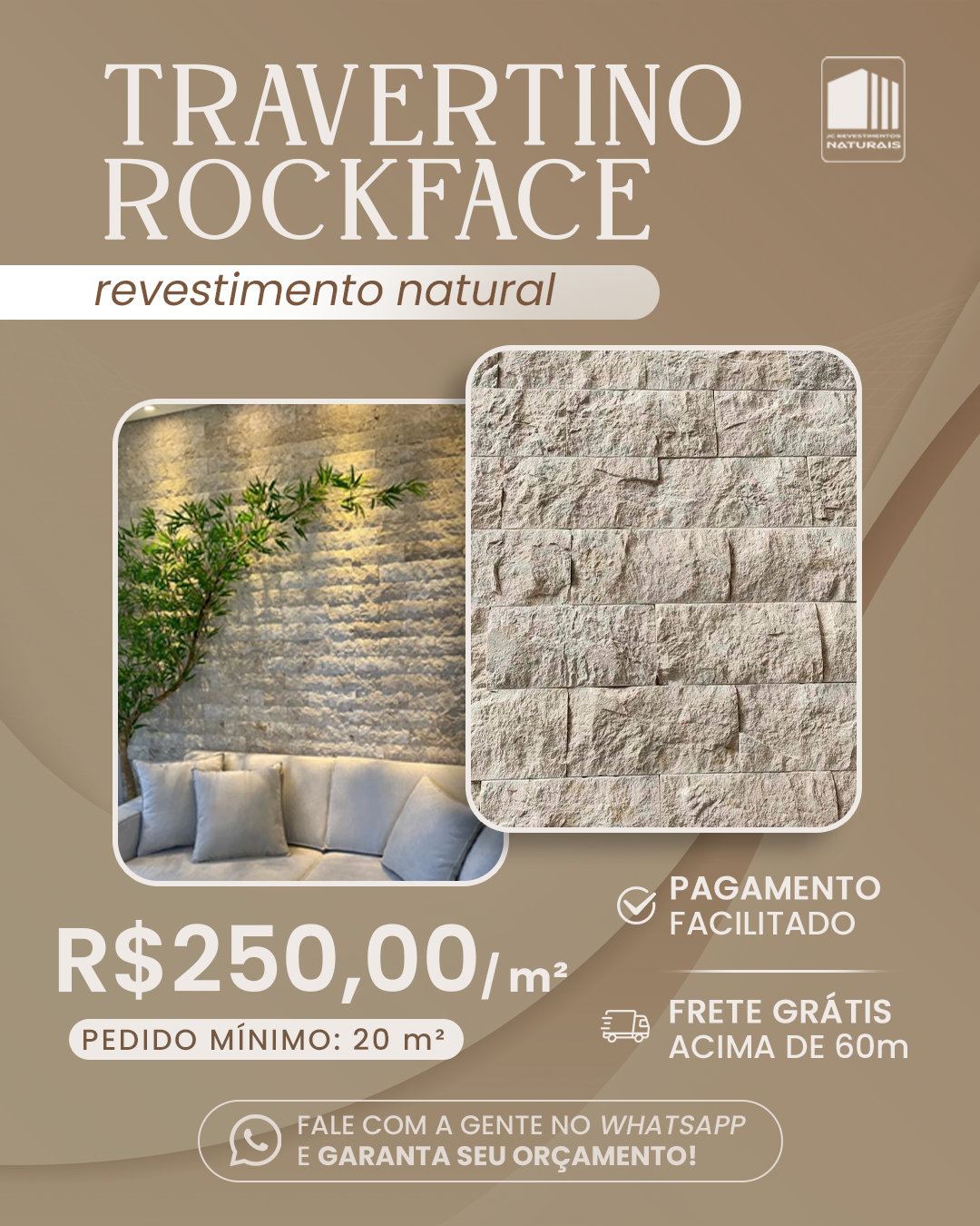 JC Revestimento naturais Facebook ad: Sua parede ou fachada pode deixar de ser…