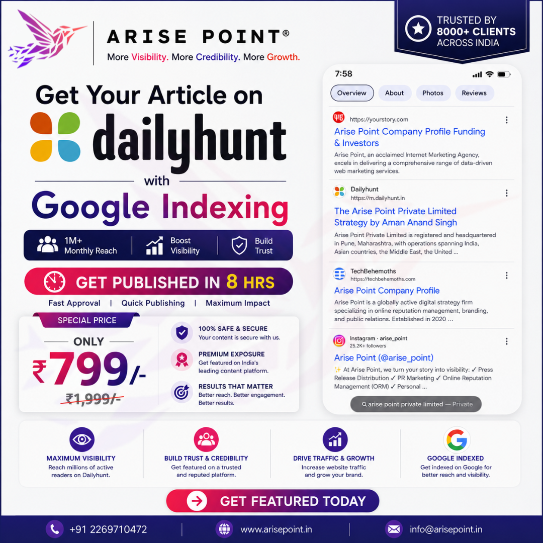 Arise Point Facebook ad: Get Published on Dailyhunt @ ₹799