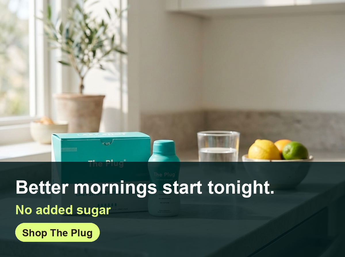 The Plug Drink Facebook ad: Better mornings start tonight.