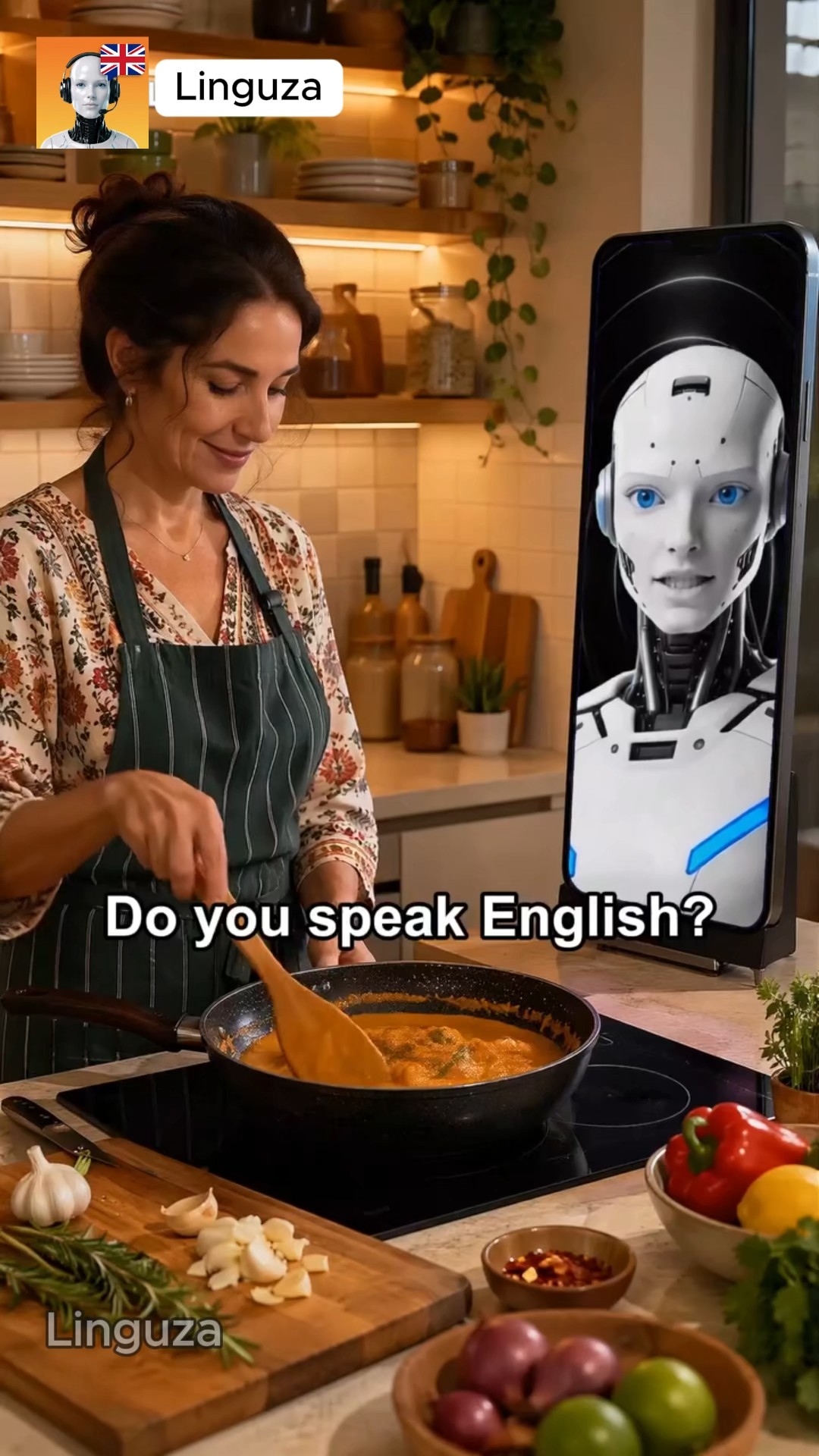 Linguza: AI English Tutor Facebook ad: Try free now!