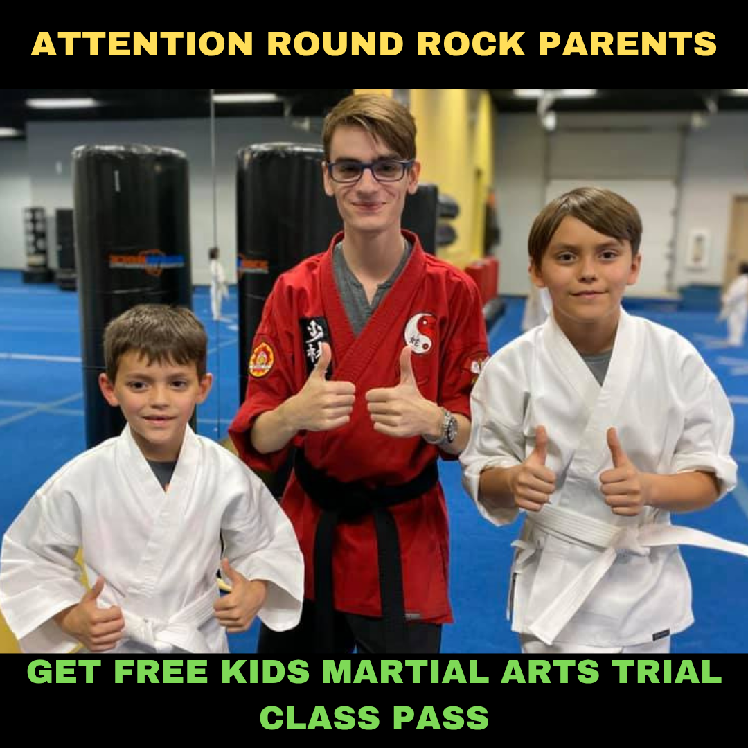 Round Rock Shaolin Do Facebook ad: Want a FREE Kids Martial Arts Trial Class Pass?