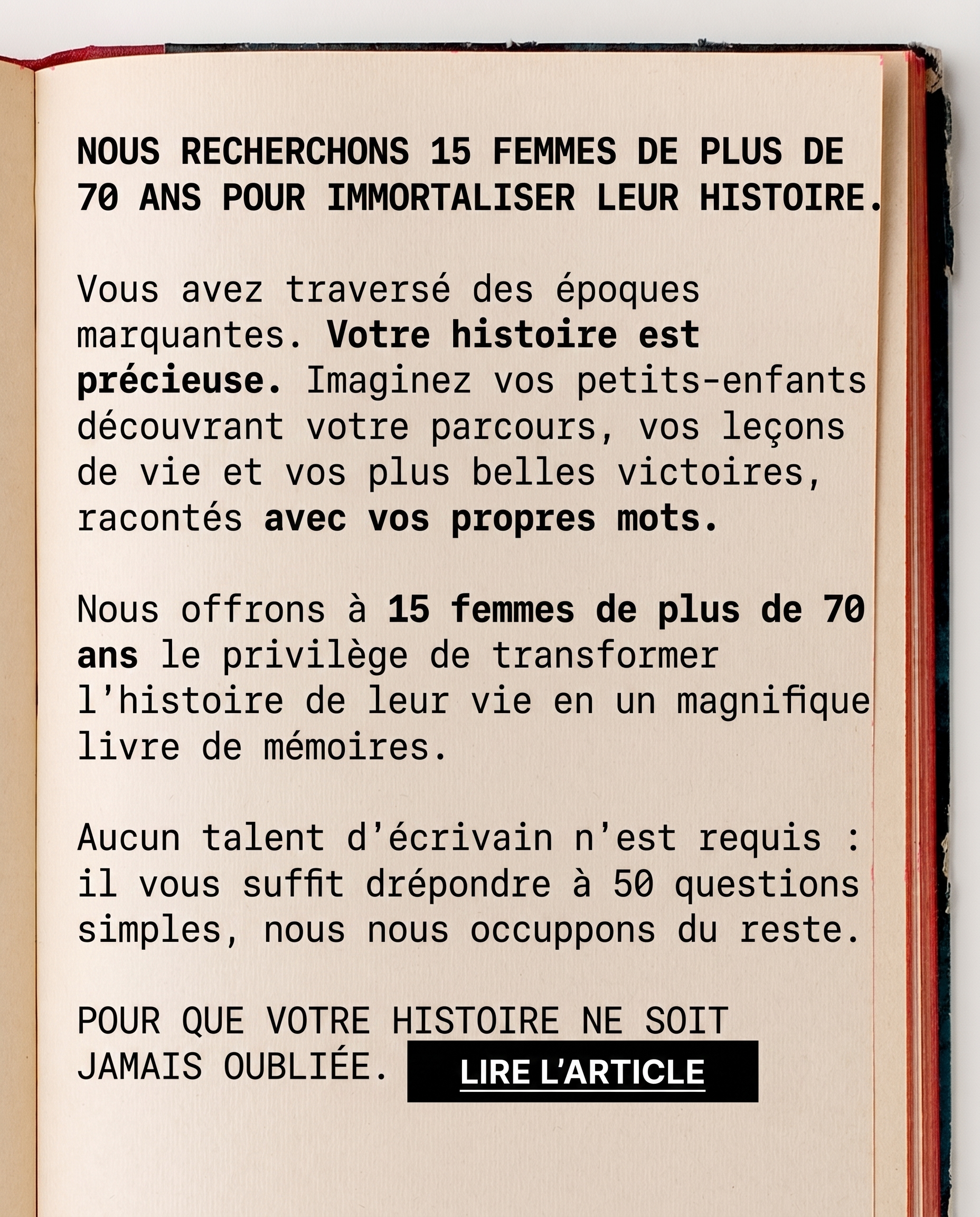 Memowrite Facebook ad