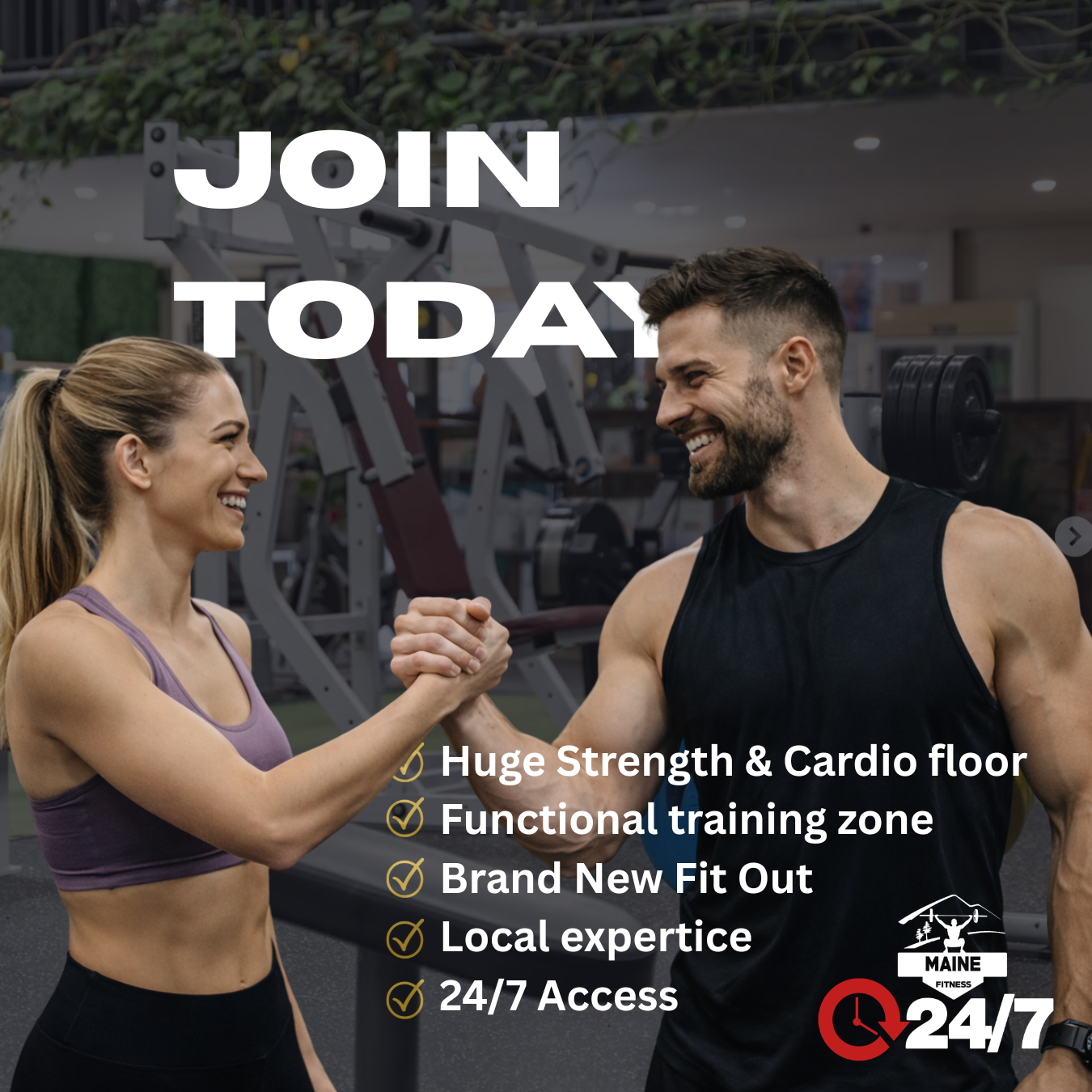 Maine Fitness Facebook ad: At Maine Fitness you get the space, equipment…