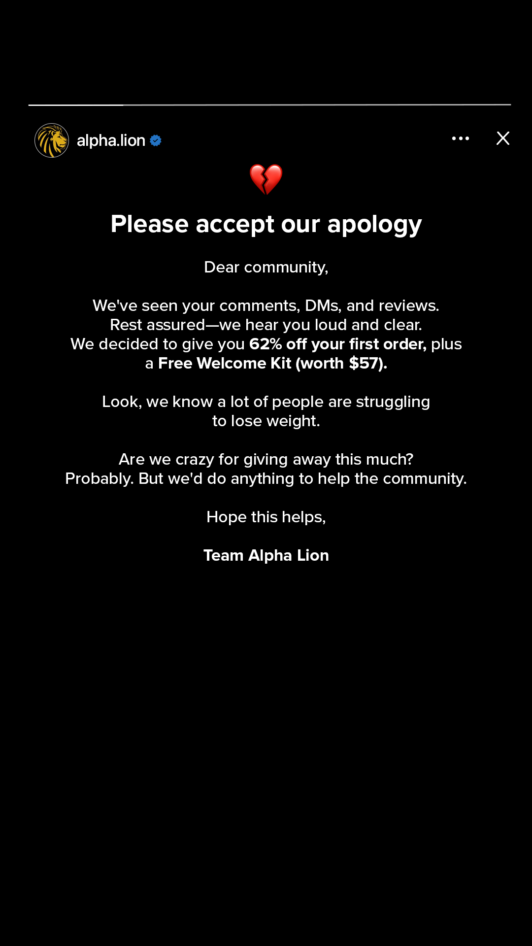 Alpha Lion Facebook ad