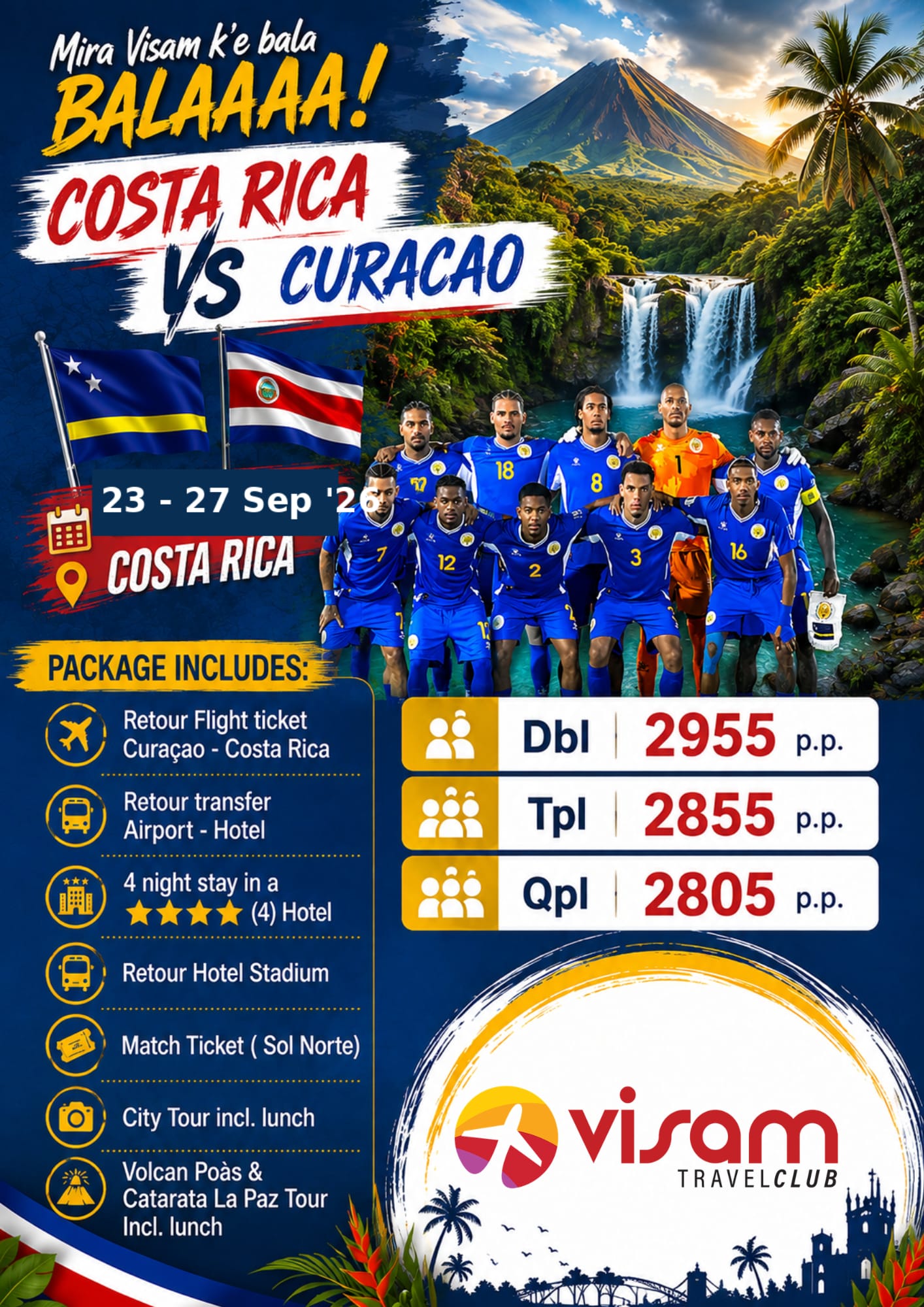 Visam Travel Club Facebook ad: Last minute deal to Costa Rica!