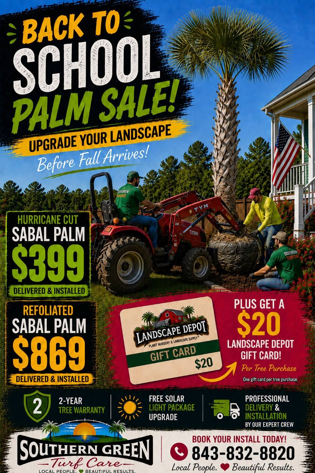 Southern Green Facebook ad: BACK TO SCHOOL PALM SALE!
