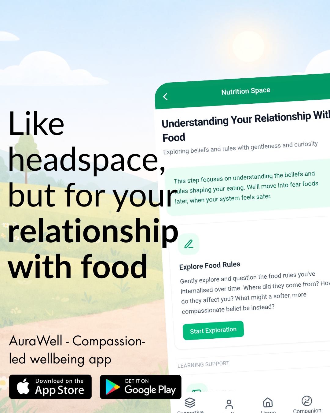 AuraWell Facebook ad: A gentler relationship with food starts here.