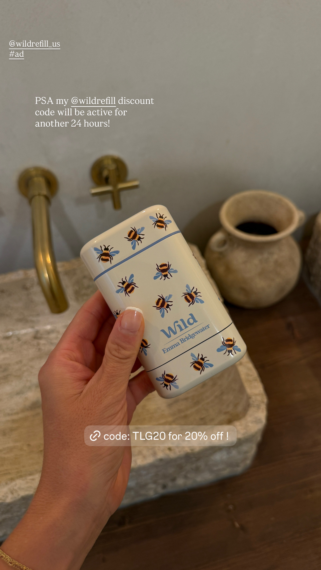 Wild Facebook ad: Get 20% off all Wild products with code TLG20